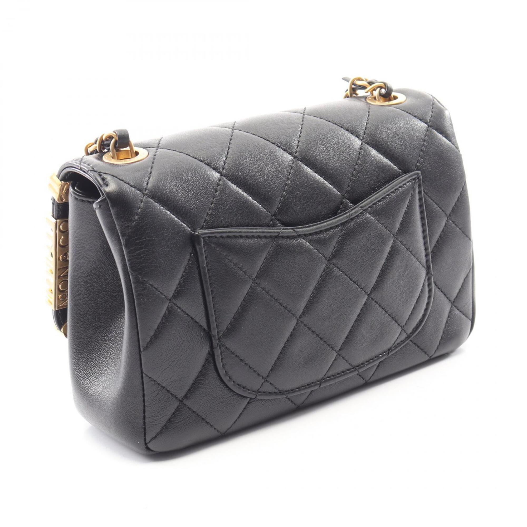 Chanel Black Leather Handbag Shoulder Bag (Pre-Owned)