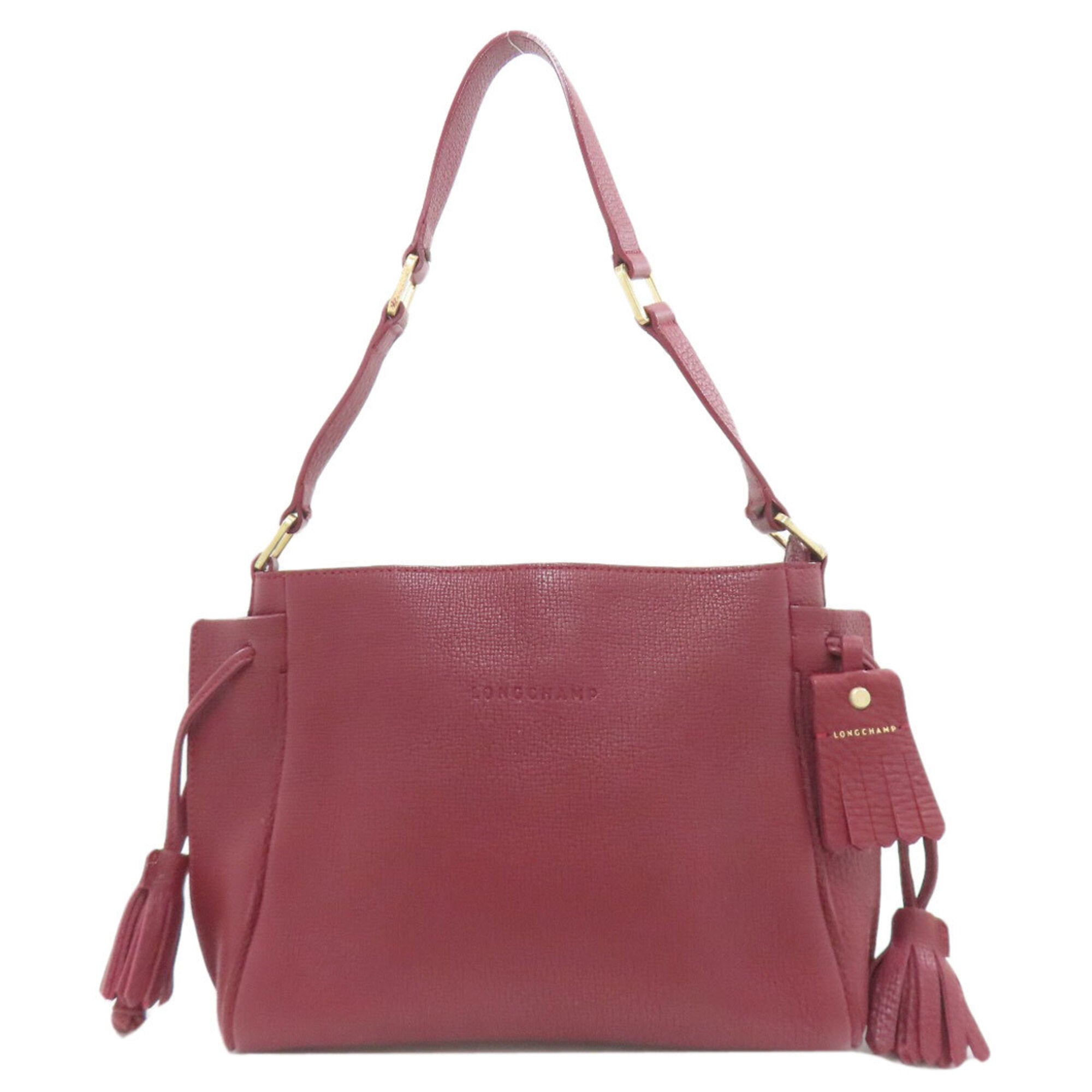 Longchamp Red Color Leather Shoulder Bag (Pre-Owned)