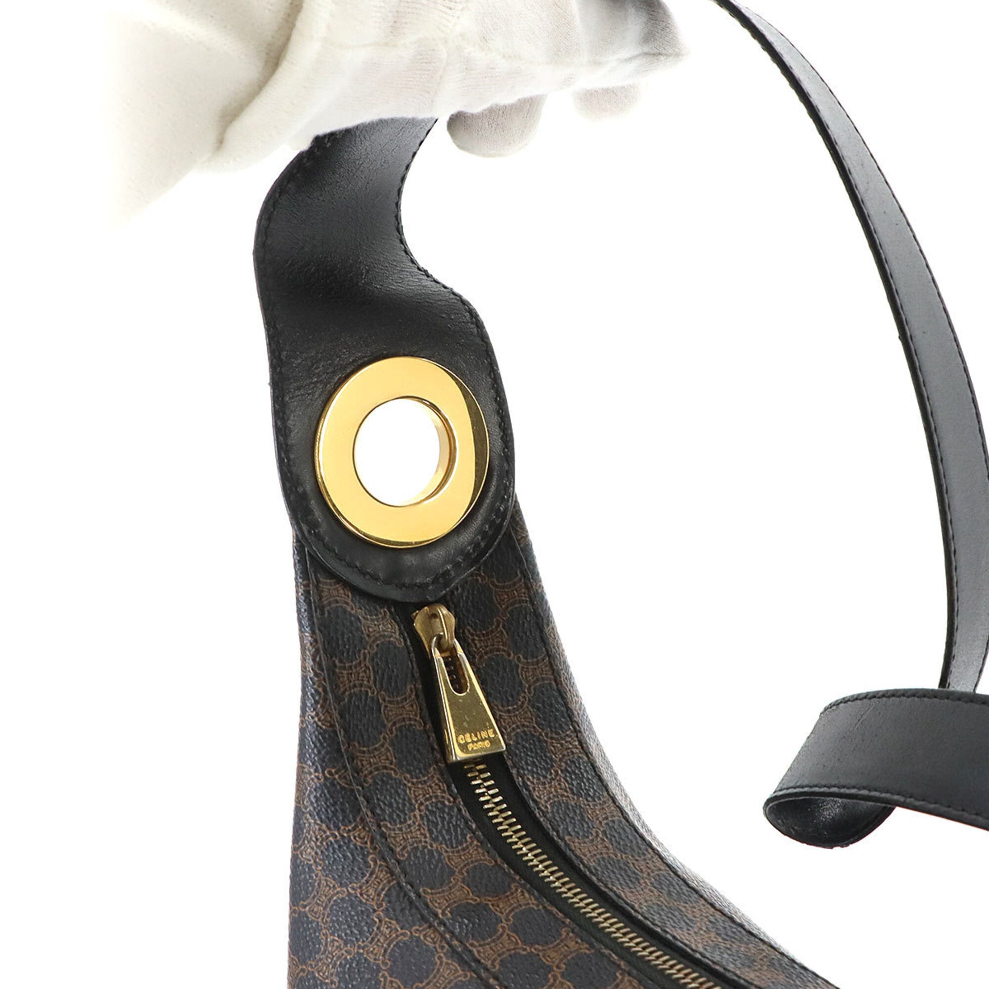 Celine Macadam Black Brown Pvc Leather Handbag Shoulder Bag (Pre-Owned)