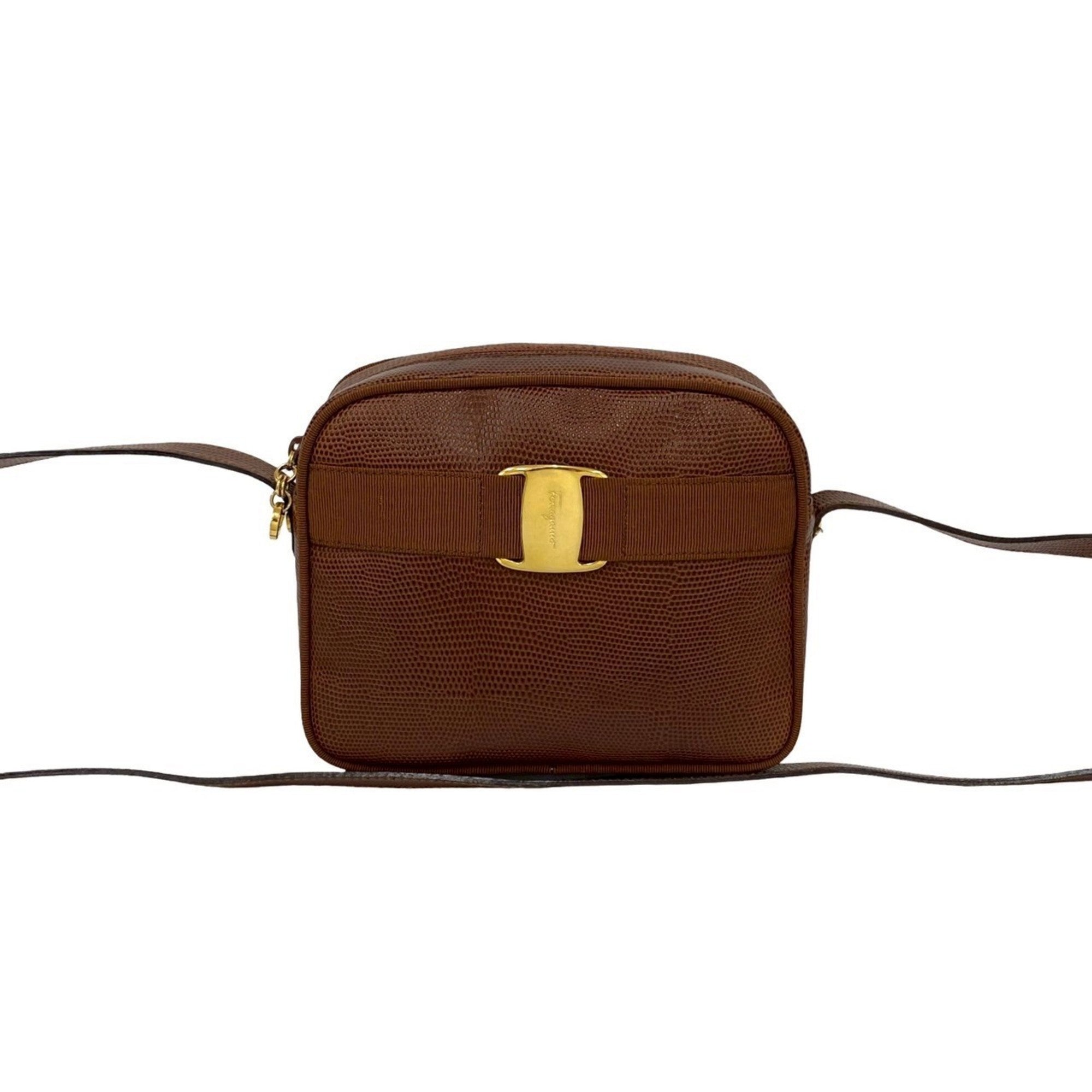 Salvatore Ferragamo Brown Leather Pochette Shoulder Bag (Pre-Owned)