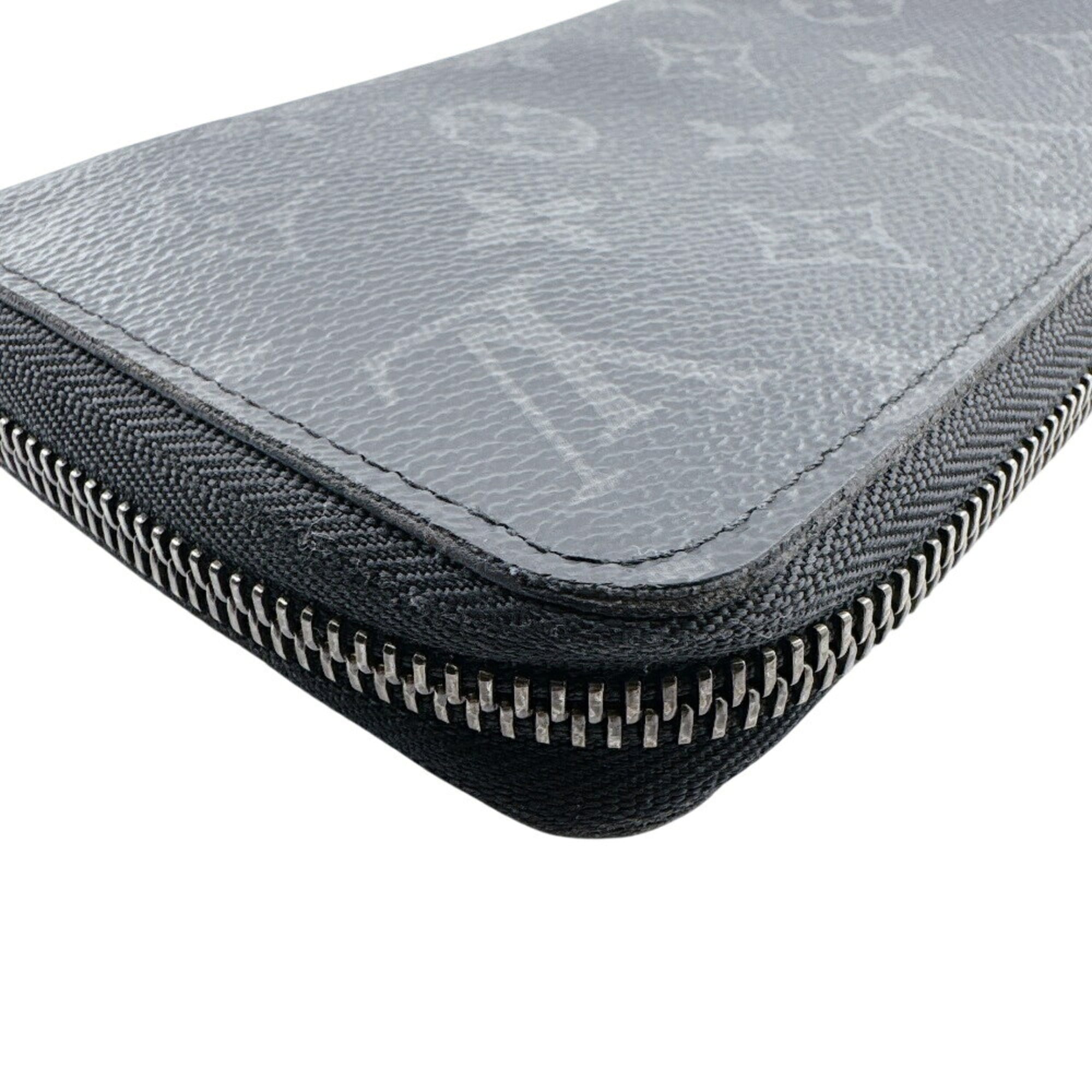 Louis Vuitton Monogram Eclipse Black Gray Monogram Eclipse Leather Long Wallet (Bi-Fold) (Pre-Owned)