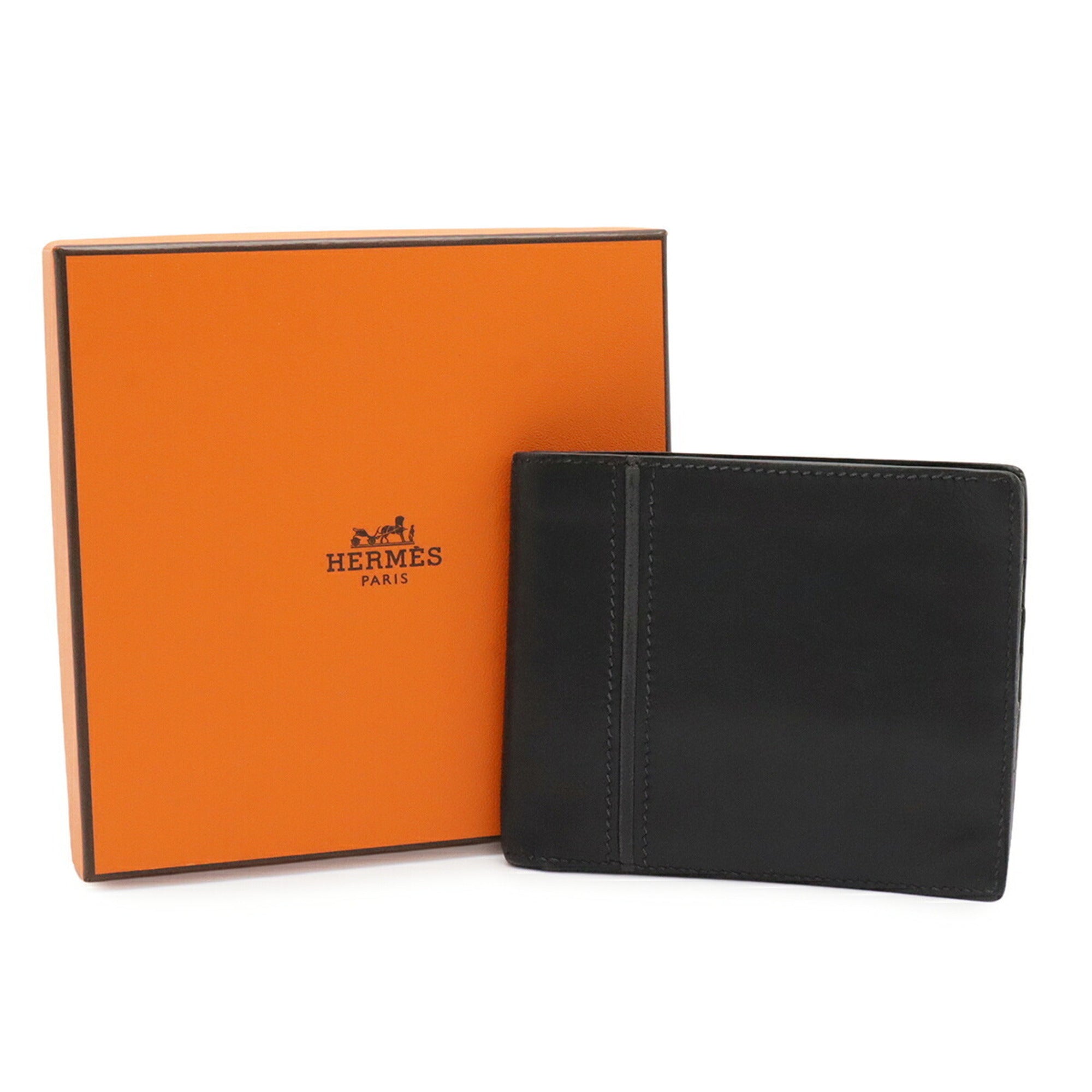 Hermes Black Leather Wallet (Bi-Fold) (Pre-Owned)