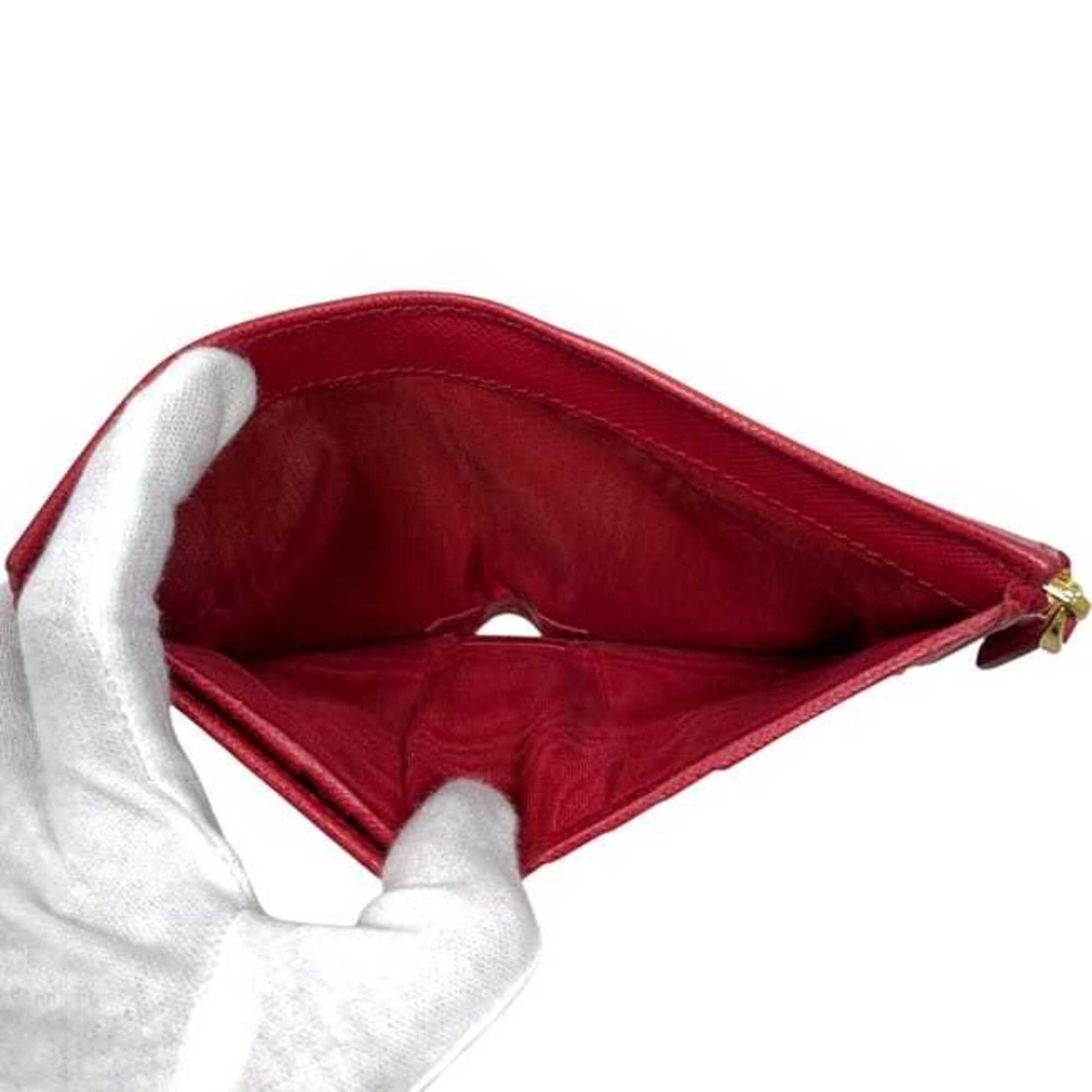 Prada Saffiano Red Color Saffiano Wallet (Bi-Fold) (Pre-Owned)