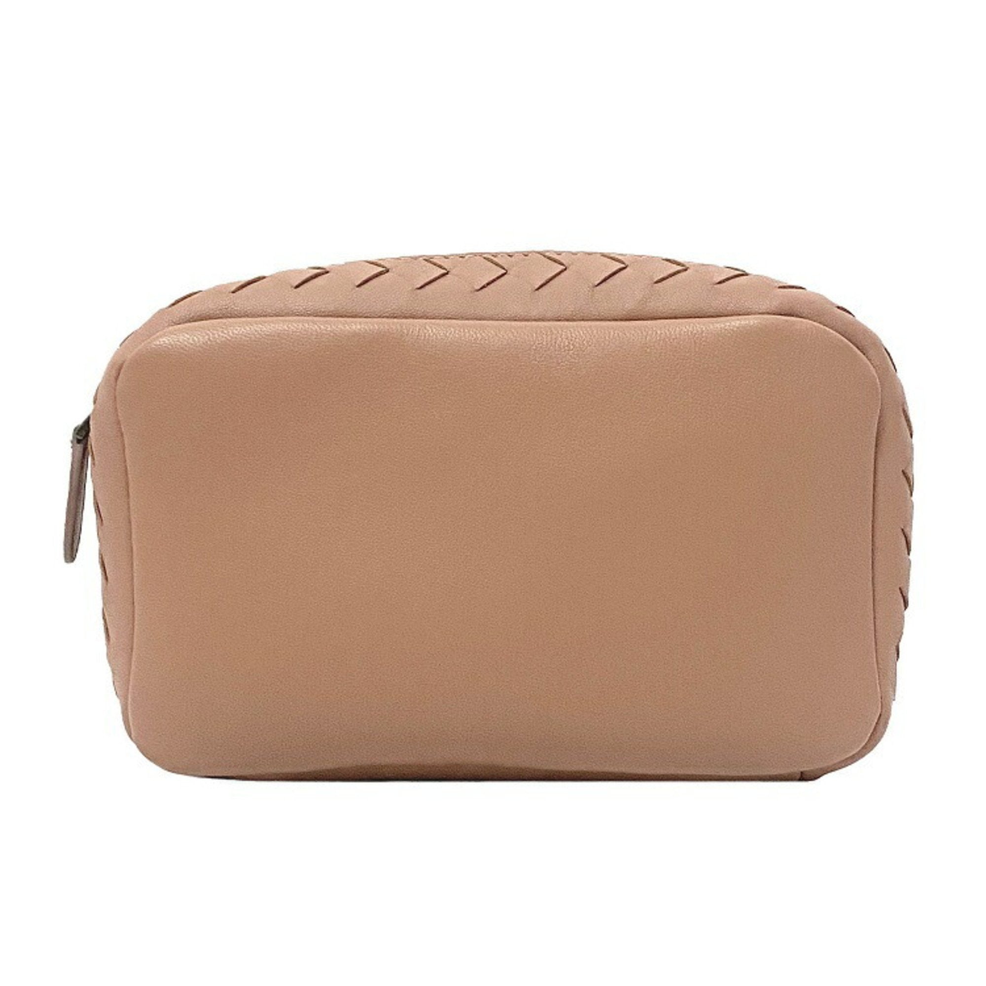 Bottega Veneta Intrecciato Pink Beige Leather Pouch (Pre-Owned)