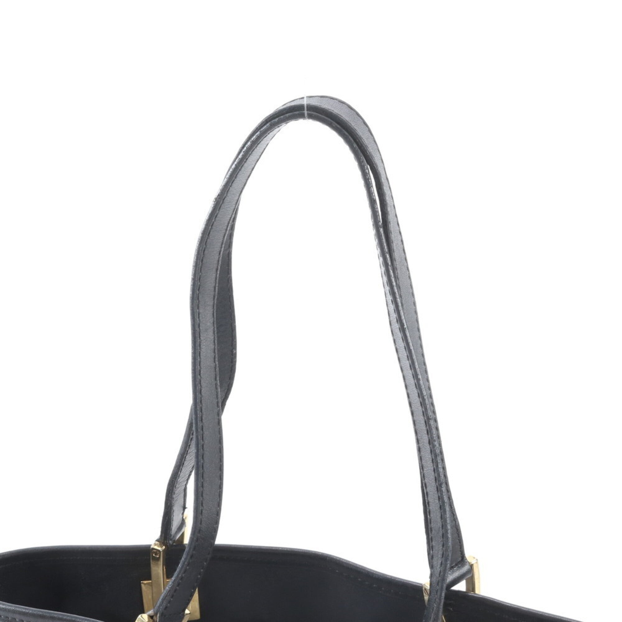 Gucci Gg Canvas Black Canvas Leather Handbag Tote Bag (Pre-Owned)
