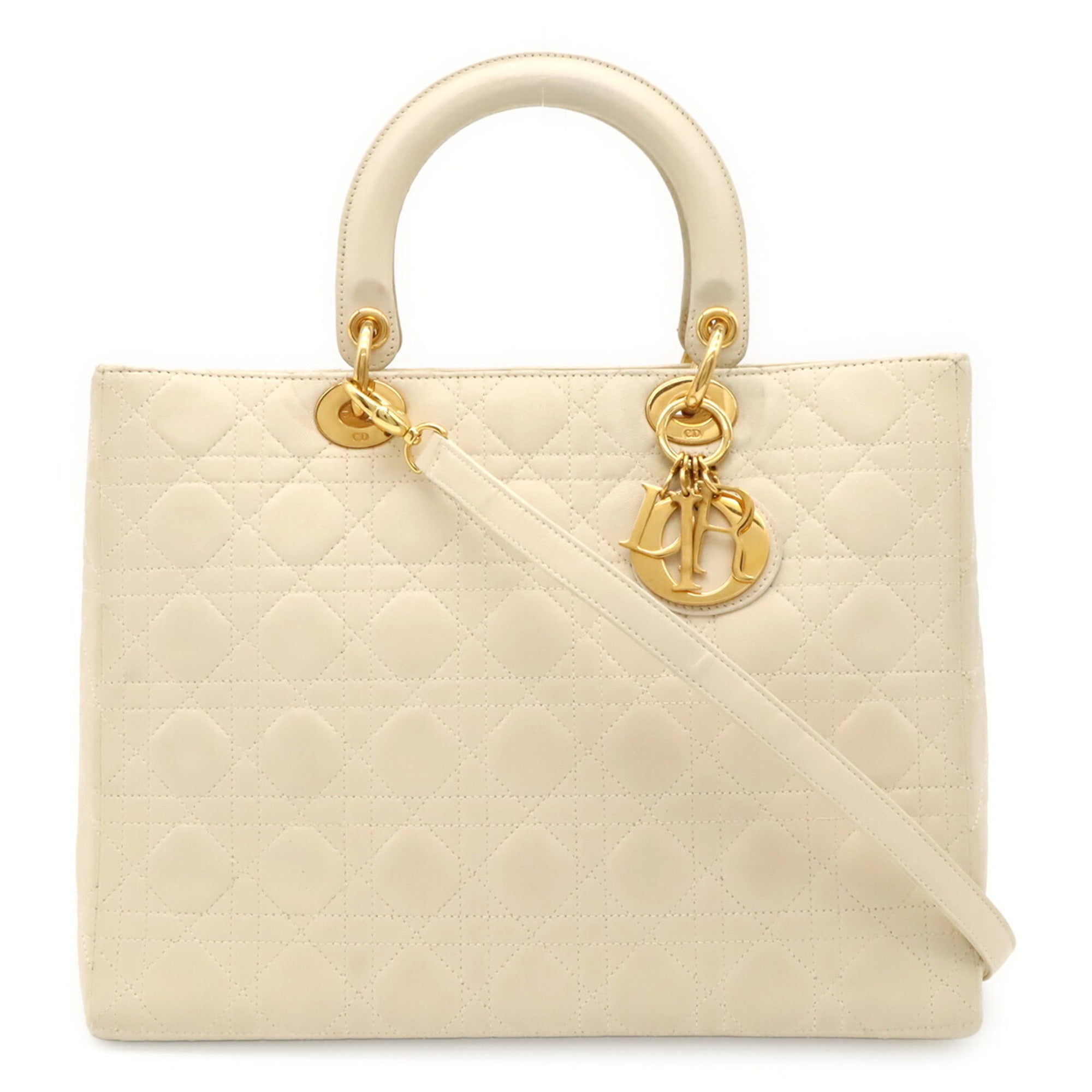 Christian Dior White Leather Handbag Shoulder Bag (Pre-Owned)