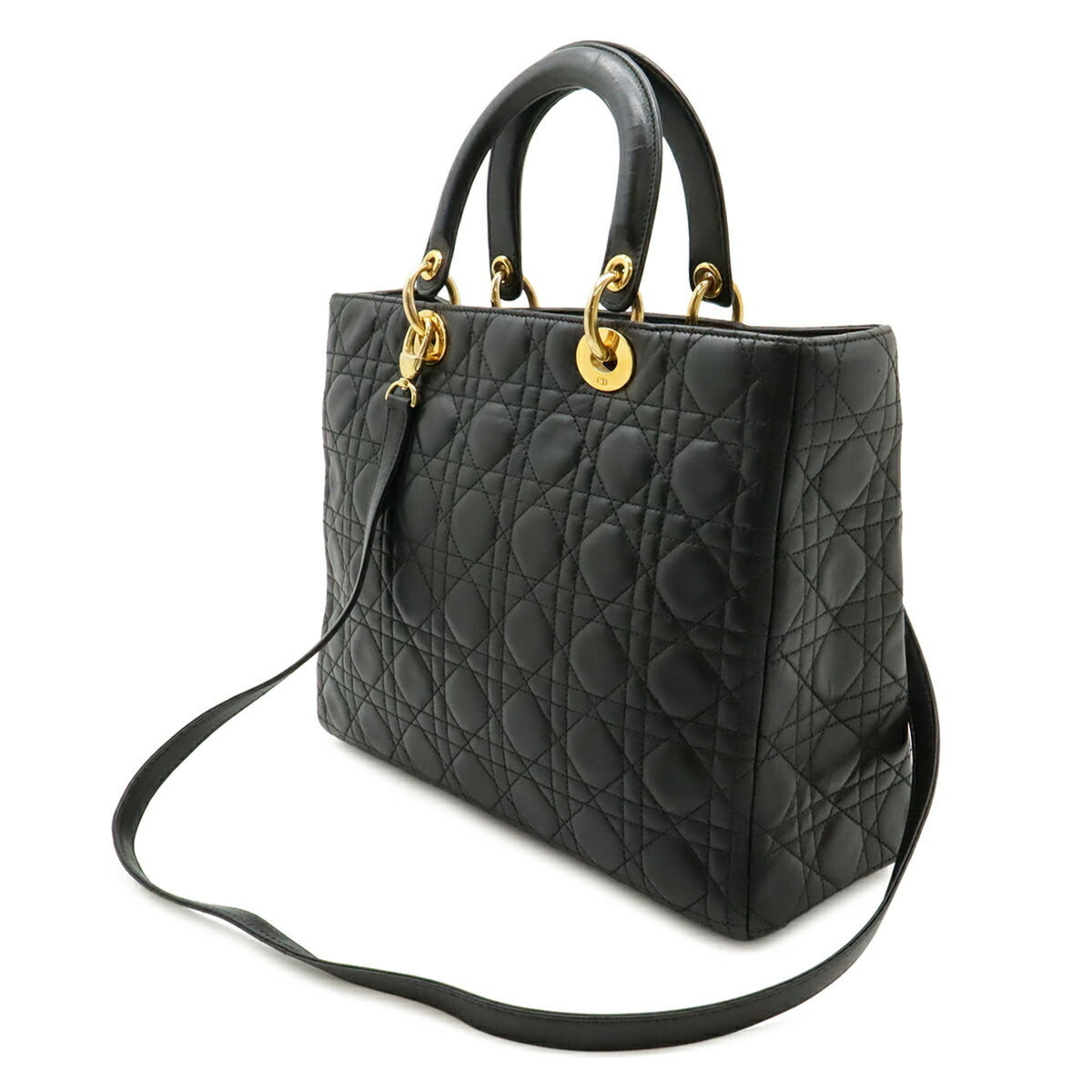 Christian Dior Black Leather Handbag Shoulder Bag (Pre-Owned)