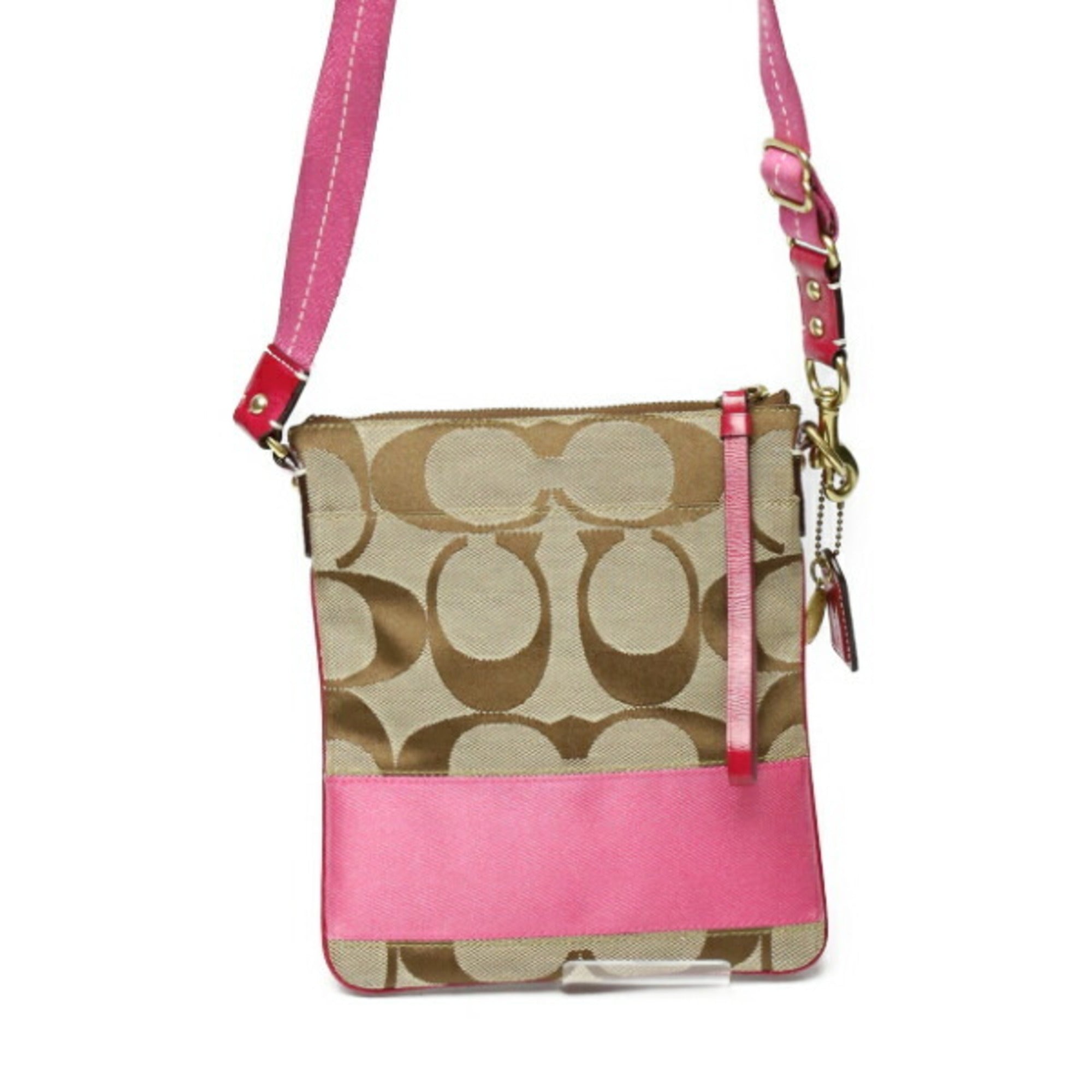 Coach Khaki Pink Leather Shoulder Bag (Pre-Owned)