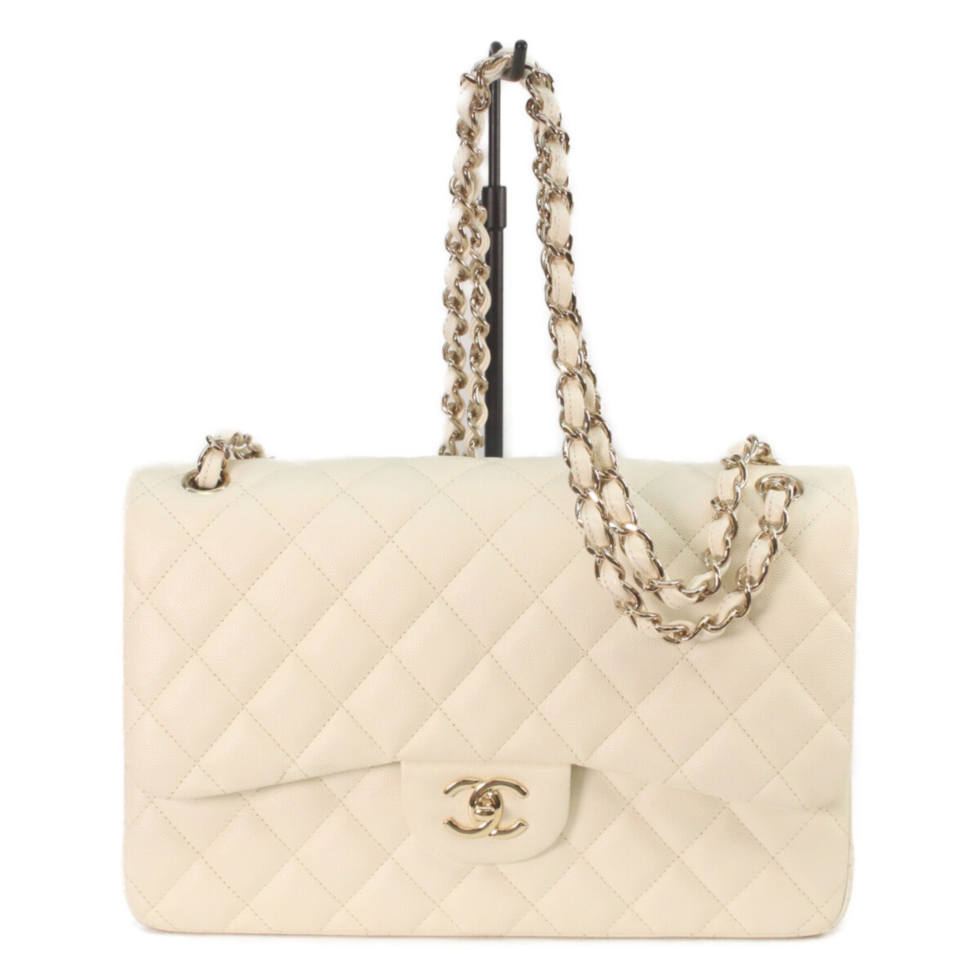 Chanel Ivory Grained Calfskin Shoulder Bag (Pre-Owned)