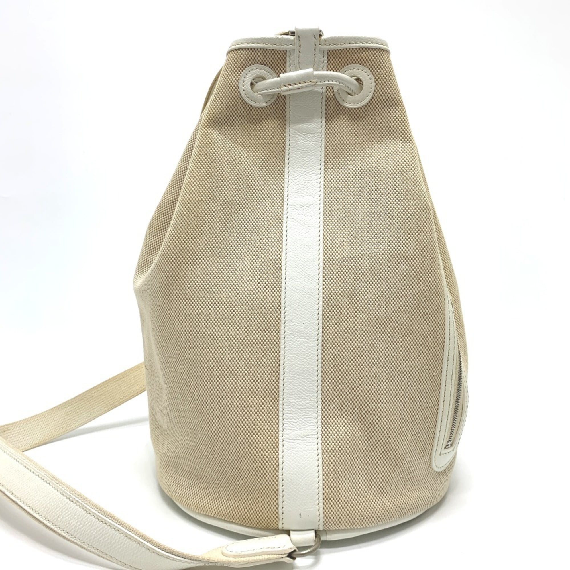 Hermes Ivory Toile Officier Leather Shoulder Bag (Pre-Owned)