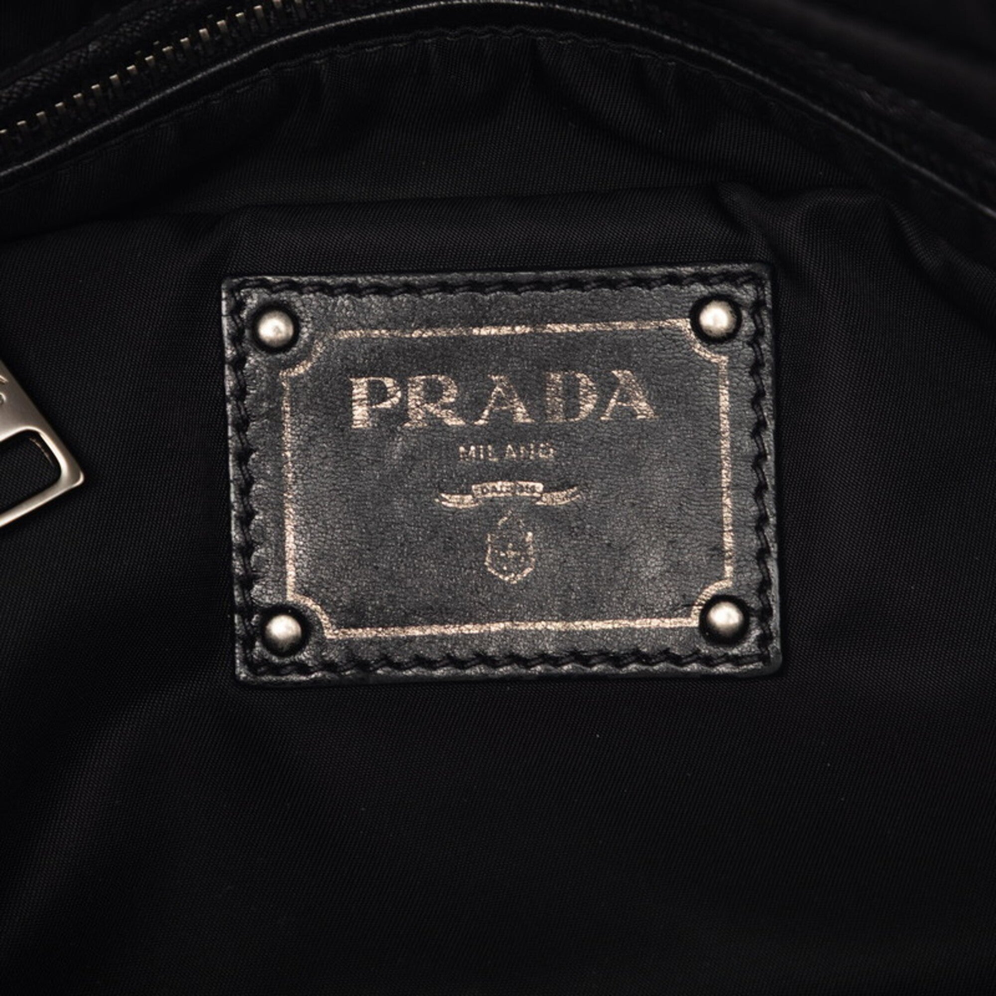 Prada Black Gray Nylon Handbag Shoulder Bag (Pre-Owned)