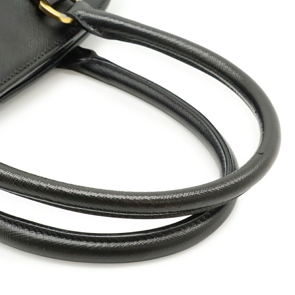 Prada Saffiano Black Leather Handbag Shoulder Bag (Pre-Owned)