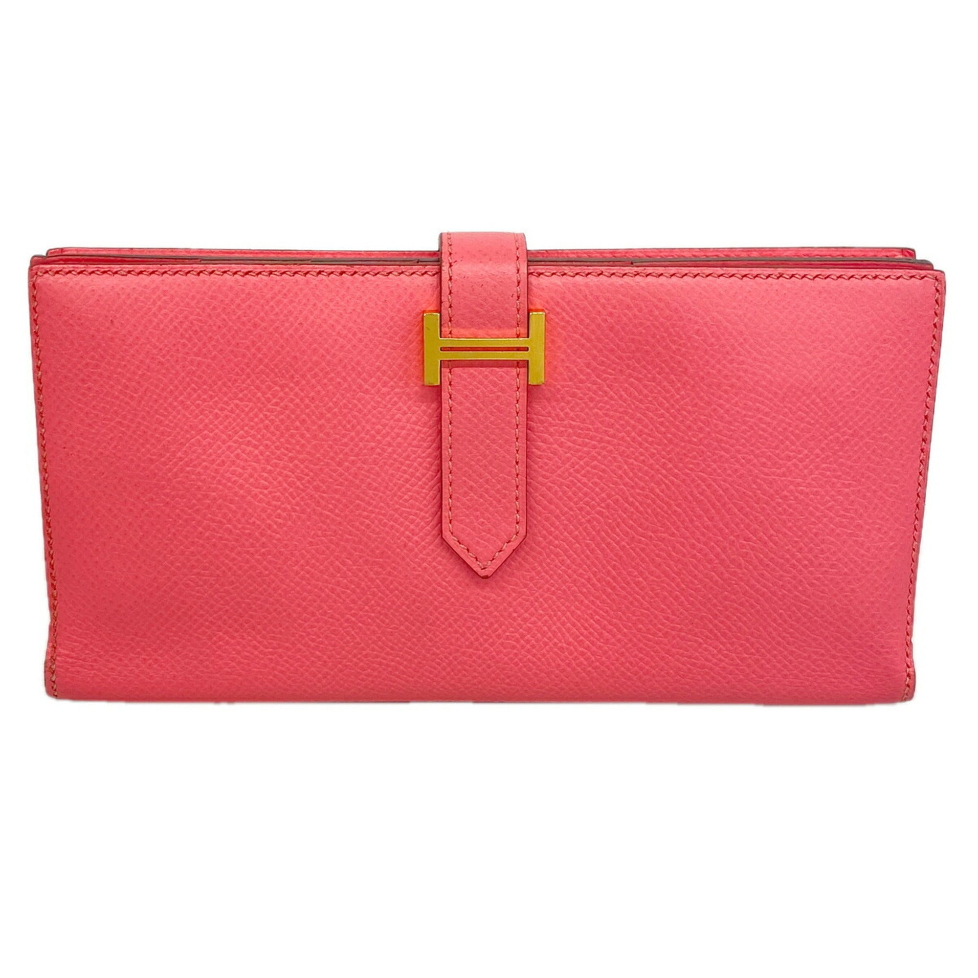 Hermes Rose Azalee Epsom Leather Leather Long Wallet (Bi-Fold) (Pre-Owned)