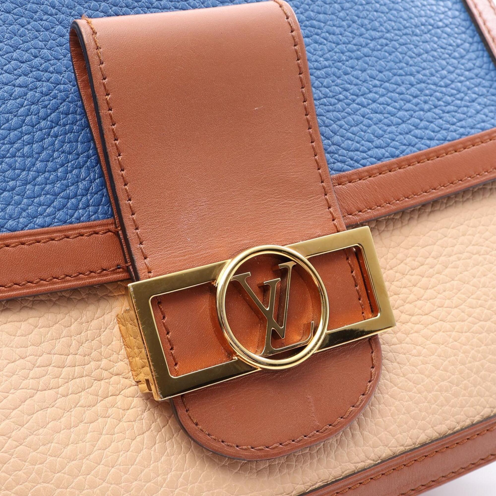 Louis Vuitton Beige Blue Brown Leather Leather Handbag Shoulder Bag (Pre-Owned)