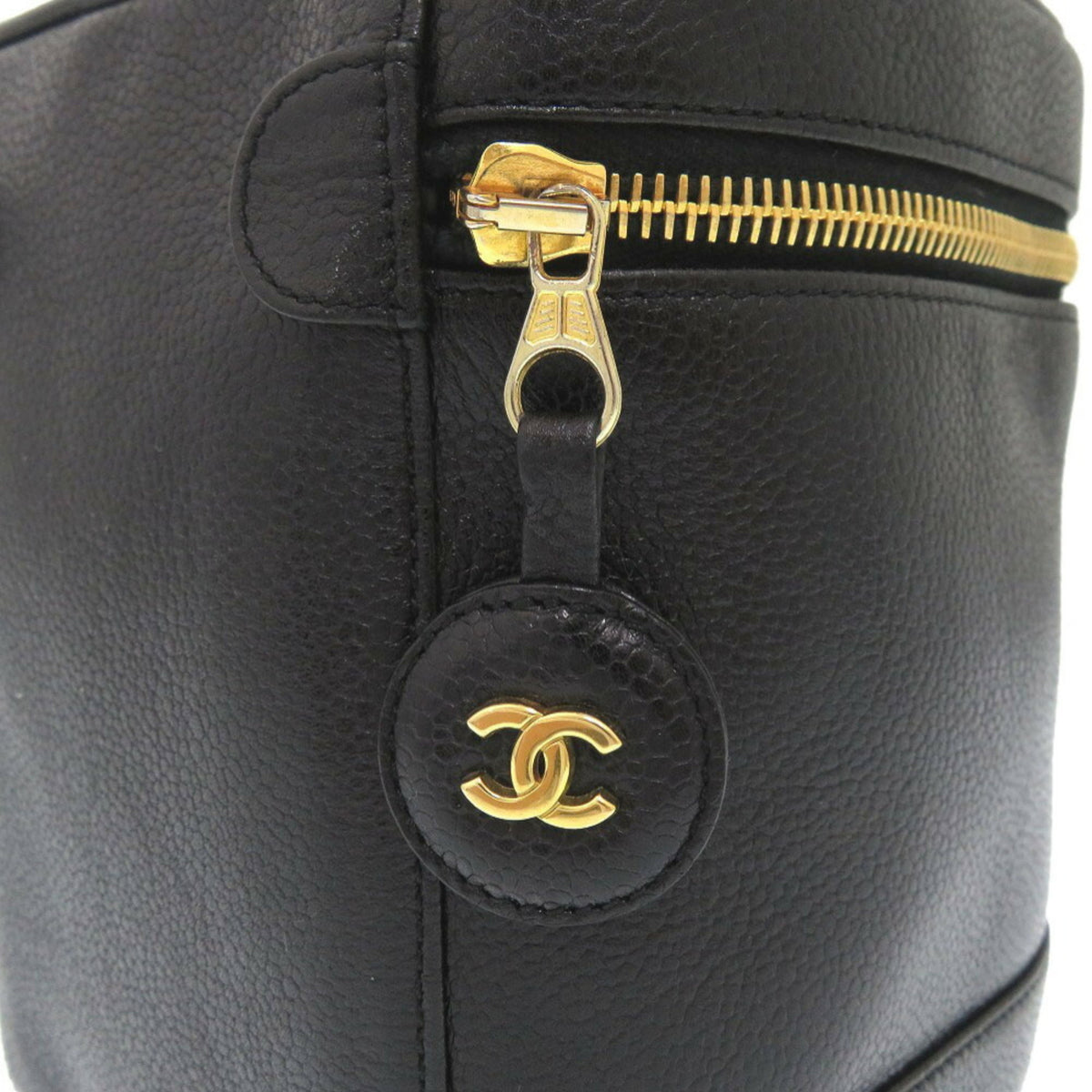 Chanel Black Grained Calfskin Handbag Vanity Bag (Pre-Owned)