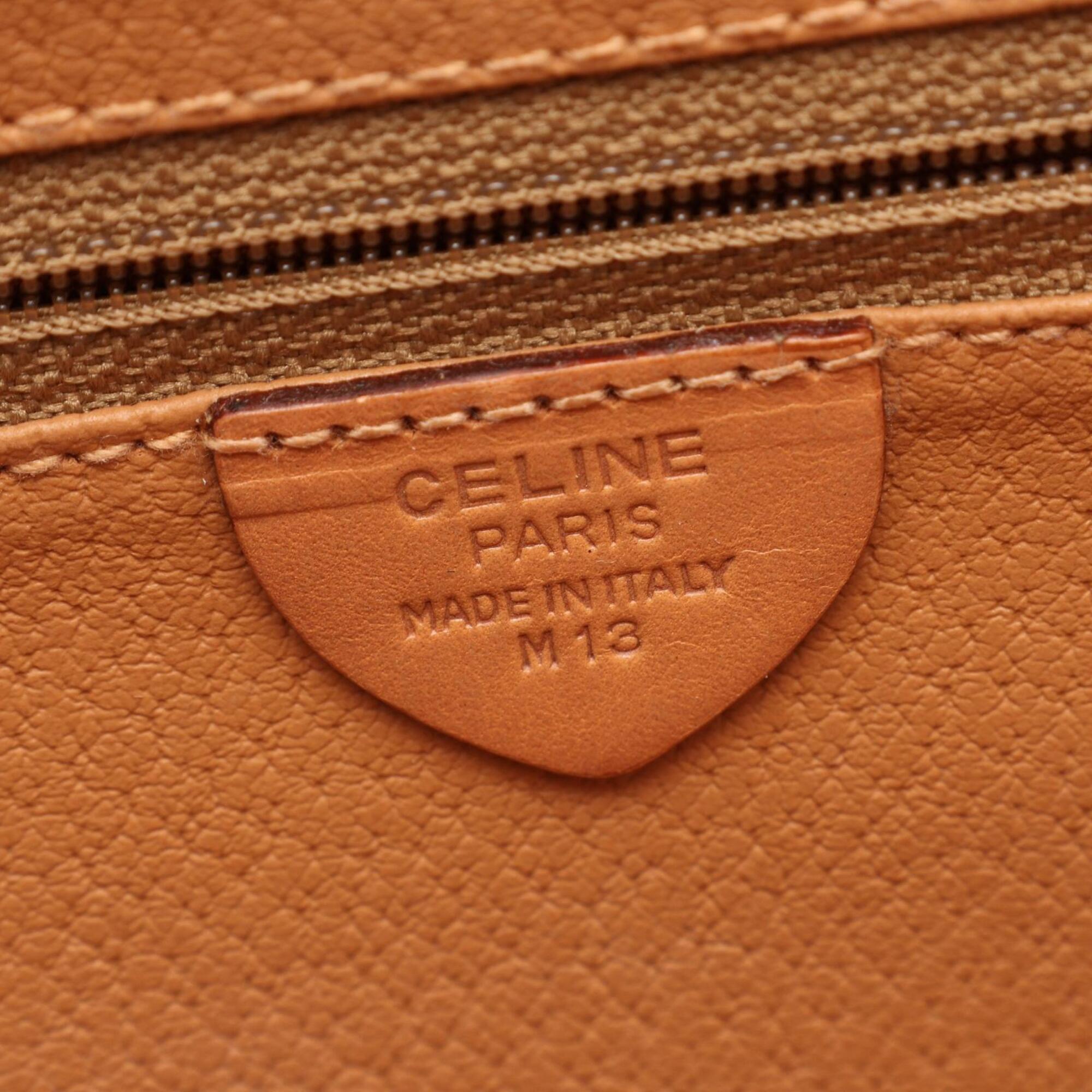 Celine Brown Coated Canvas Leather Handbag Shoulder Bag (Pre-Owned)