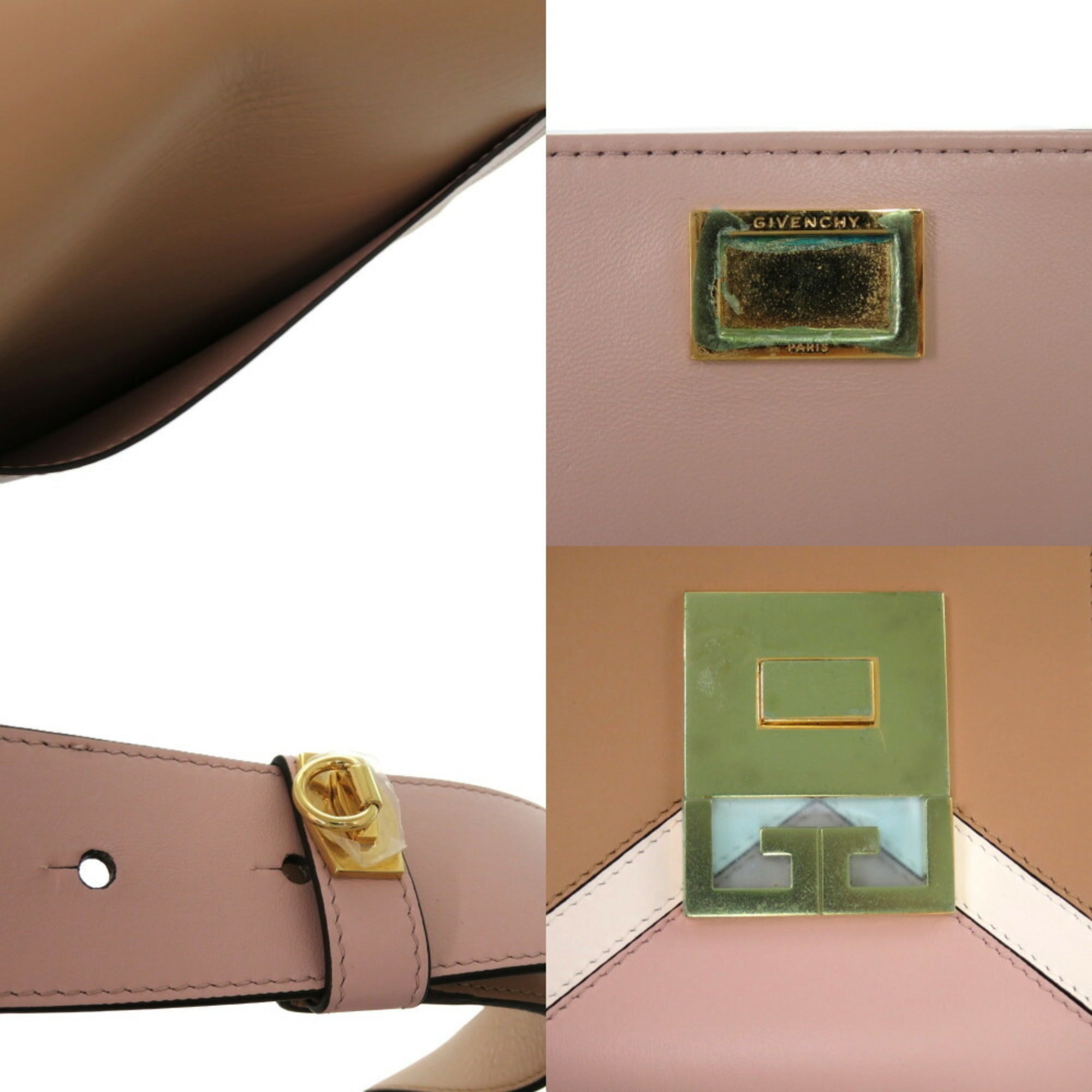 Givenchy Brown Pink White Leather Shoulder Bag (Pre-Owned)
