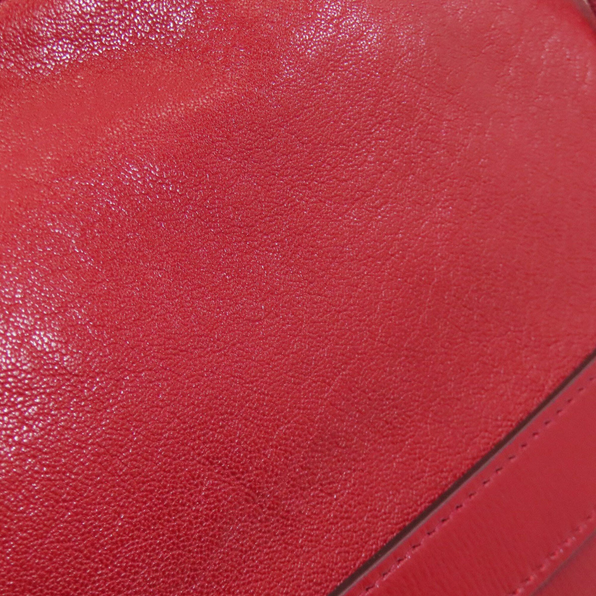 Gucci Red Color Leather Shoulder Bag (Pre-Owned)