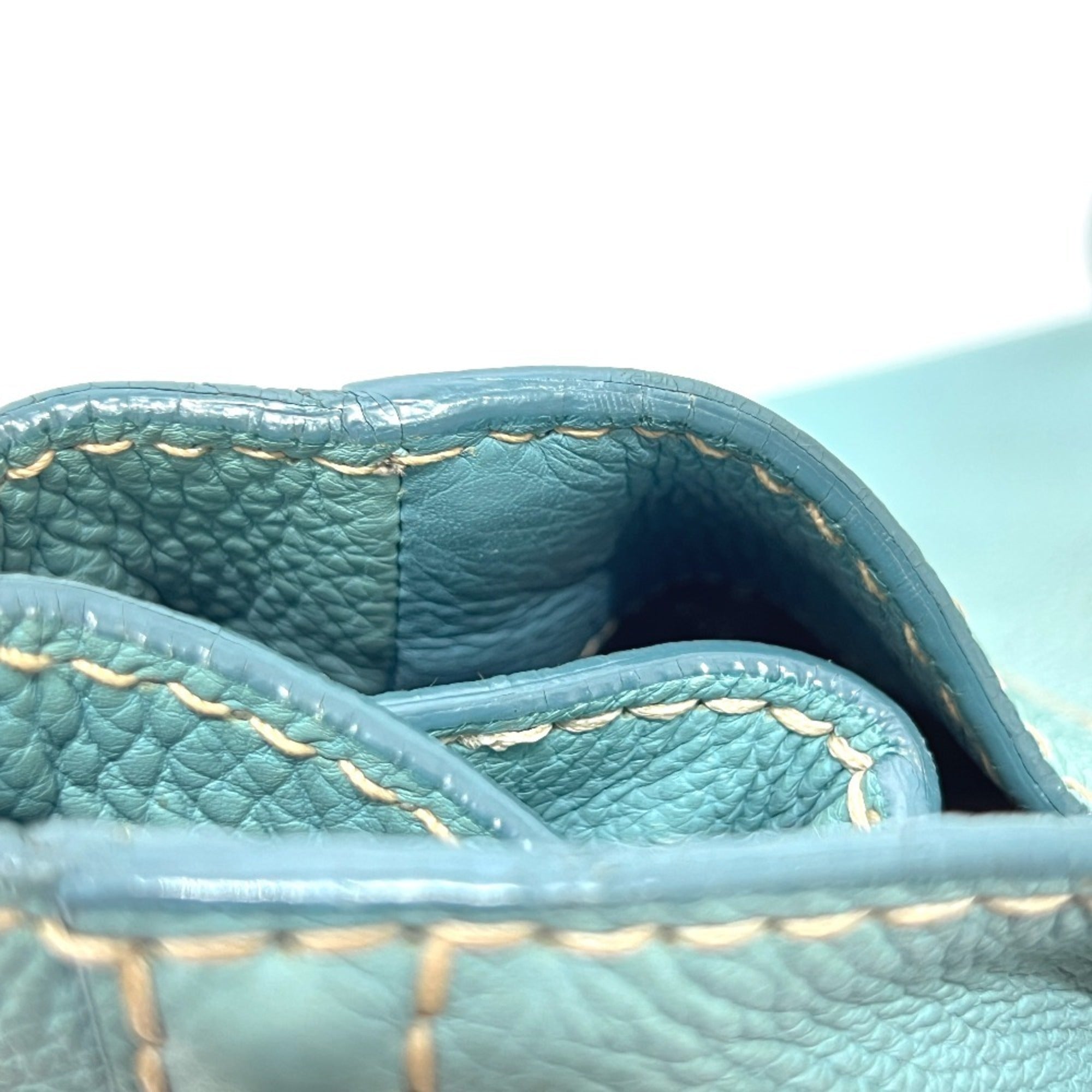 Prada Blue Canapa Handbag Tote Bag (Pre-Owned)