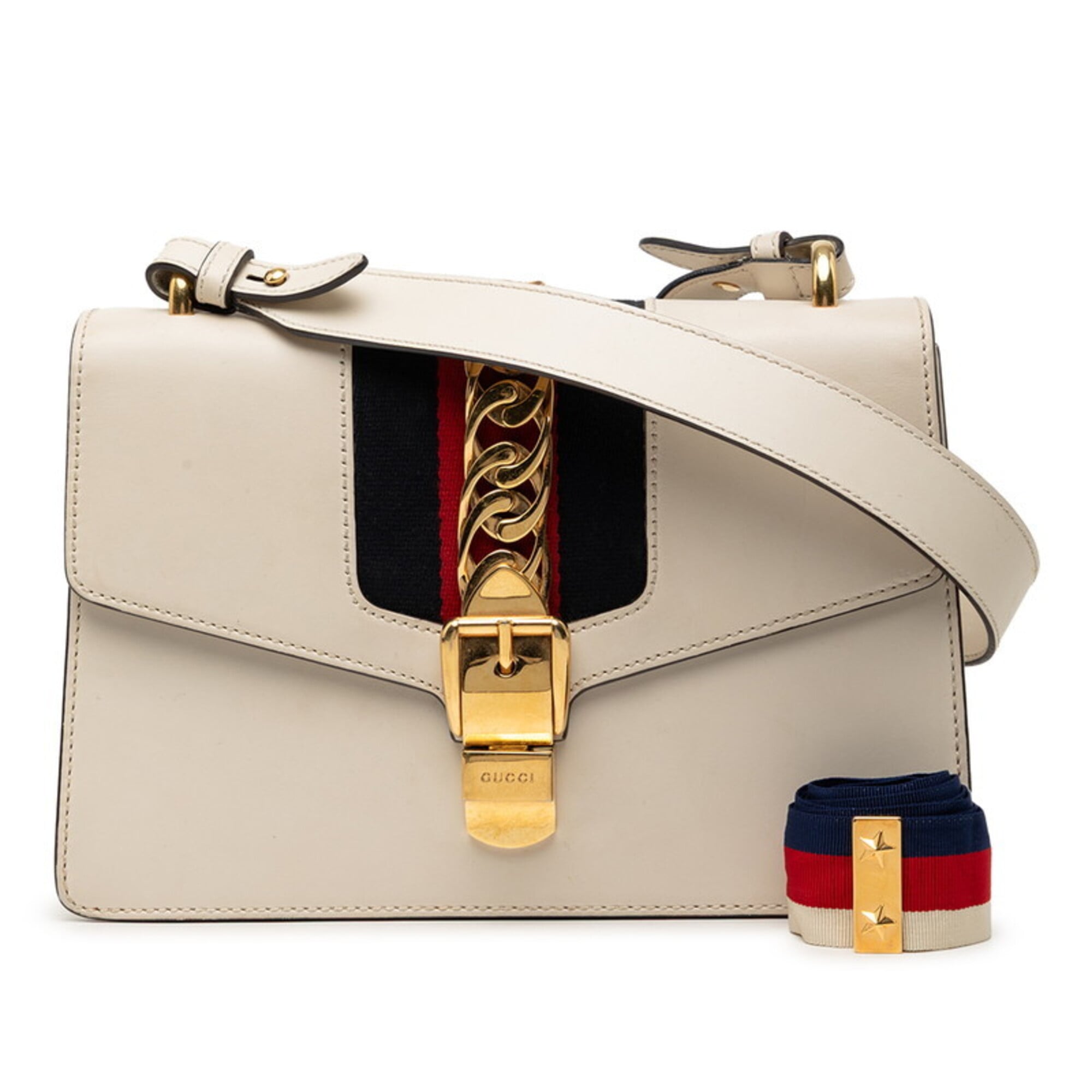 Gucci Multi-Color White Leather Shoulder Bag (Pre-Owned)