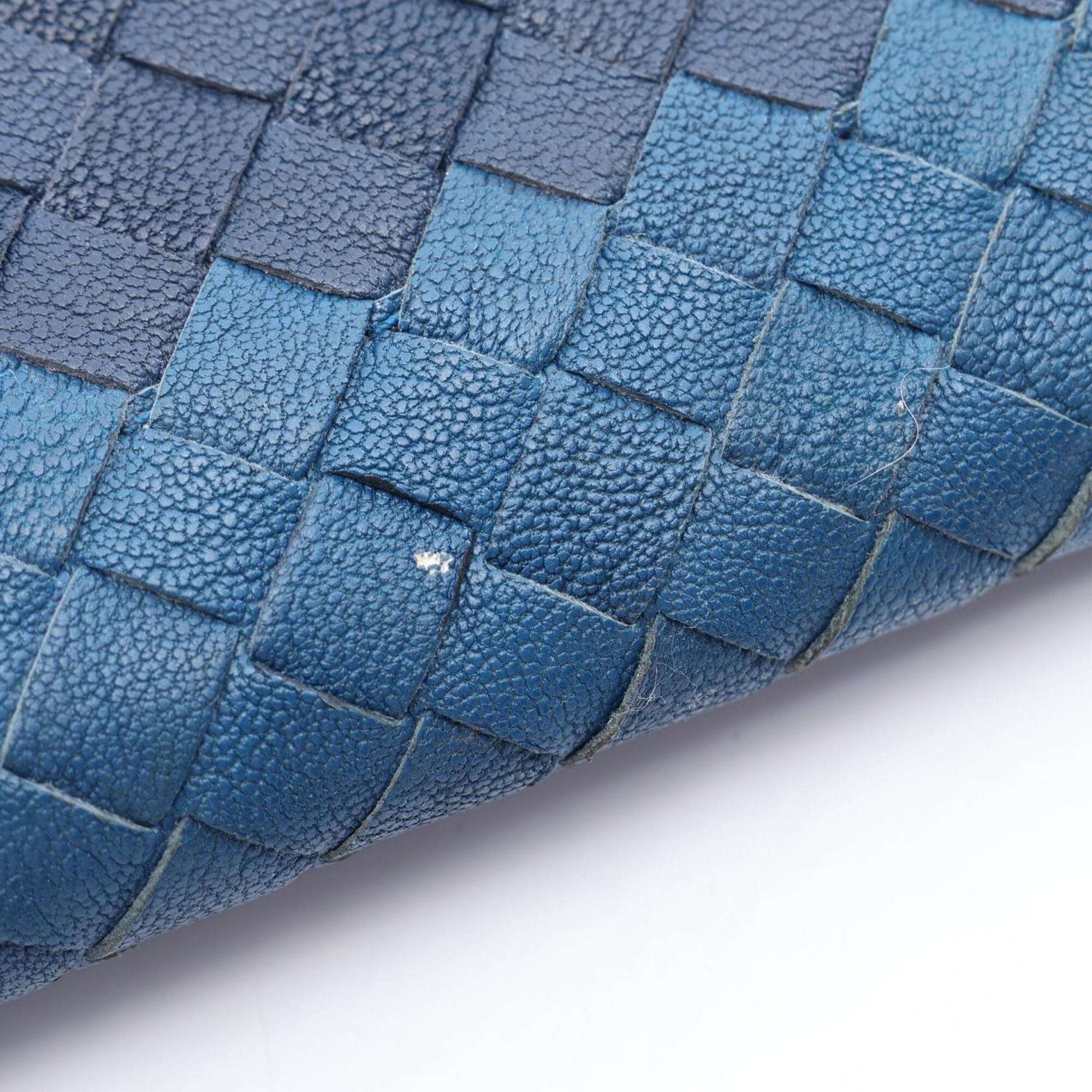 Bottega Veneta Black Blue Navy Intrecciato Long Wallet (Bi-Fold) (Pre-Owned)