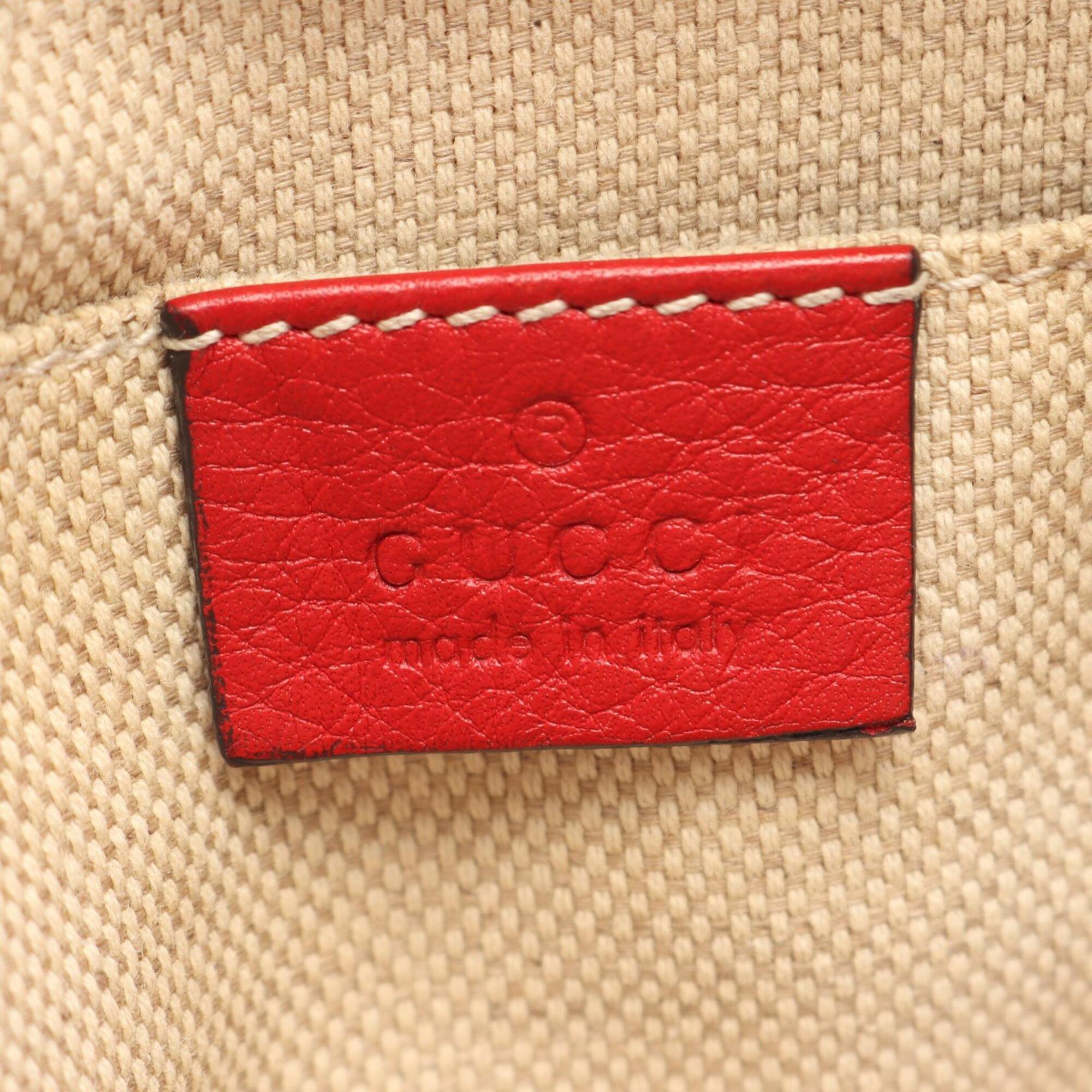 Gucci Red Color Leather Handbag Shoulder Bag (Pre-Owned)