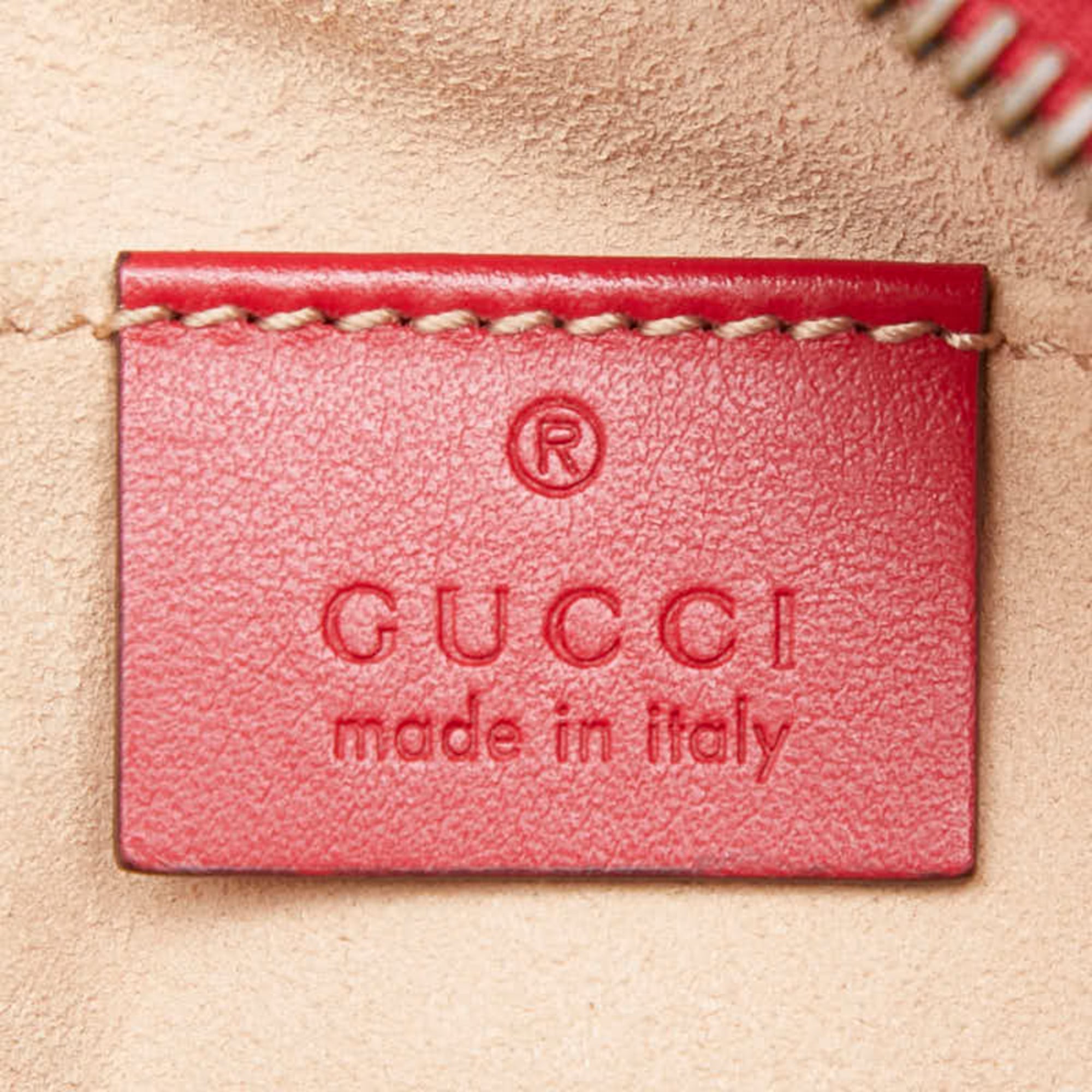 Gucci Red Color Leather Shoulder Bag (Pre-Owned)