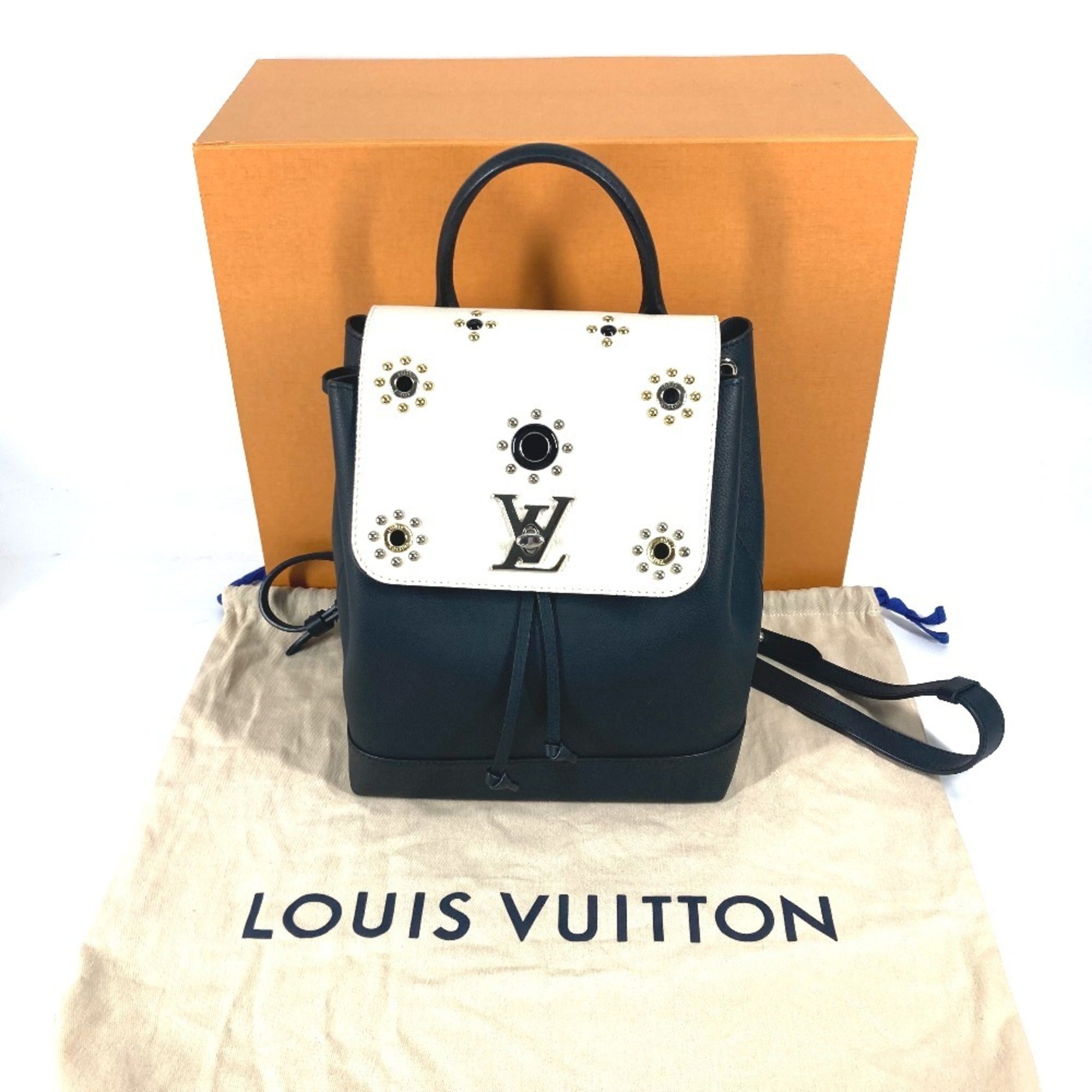 Louis Vuitton Black White Leather Backpack (Pre-Owned)