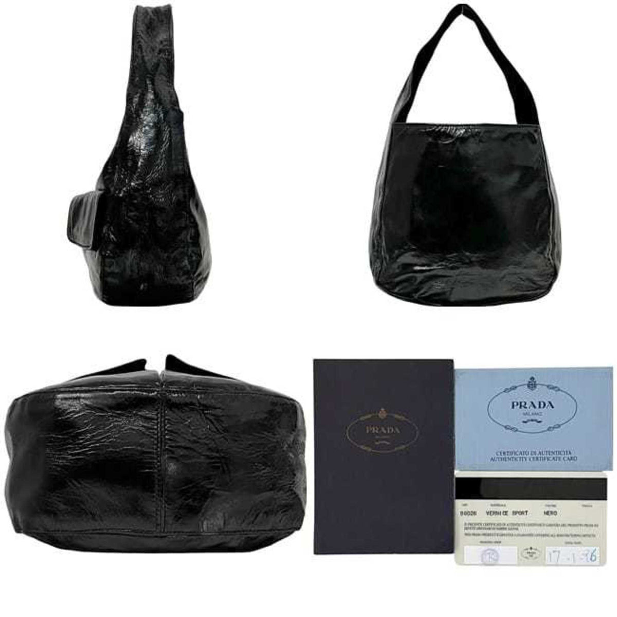 Prada Black Nero Patent Leather Handbag Tote Bag (Pre-Owned)