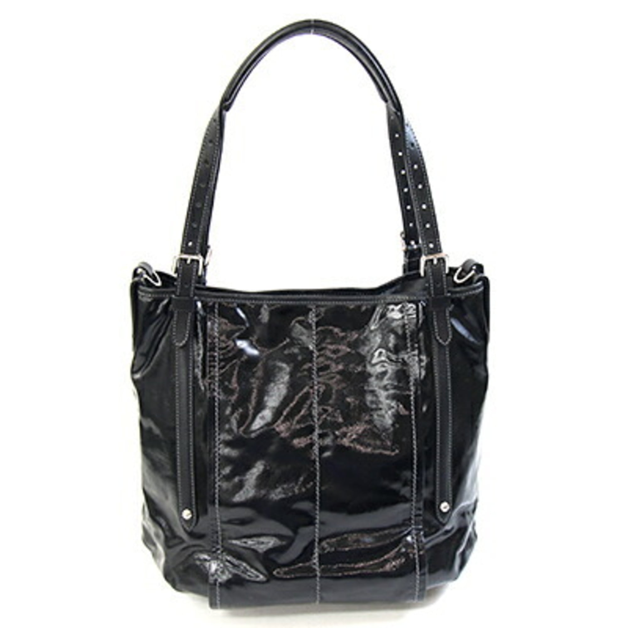 Tod's Black Coated Canvas Leather Tote Bag (Pre-Owned)