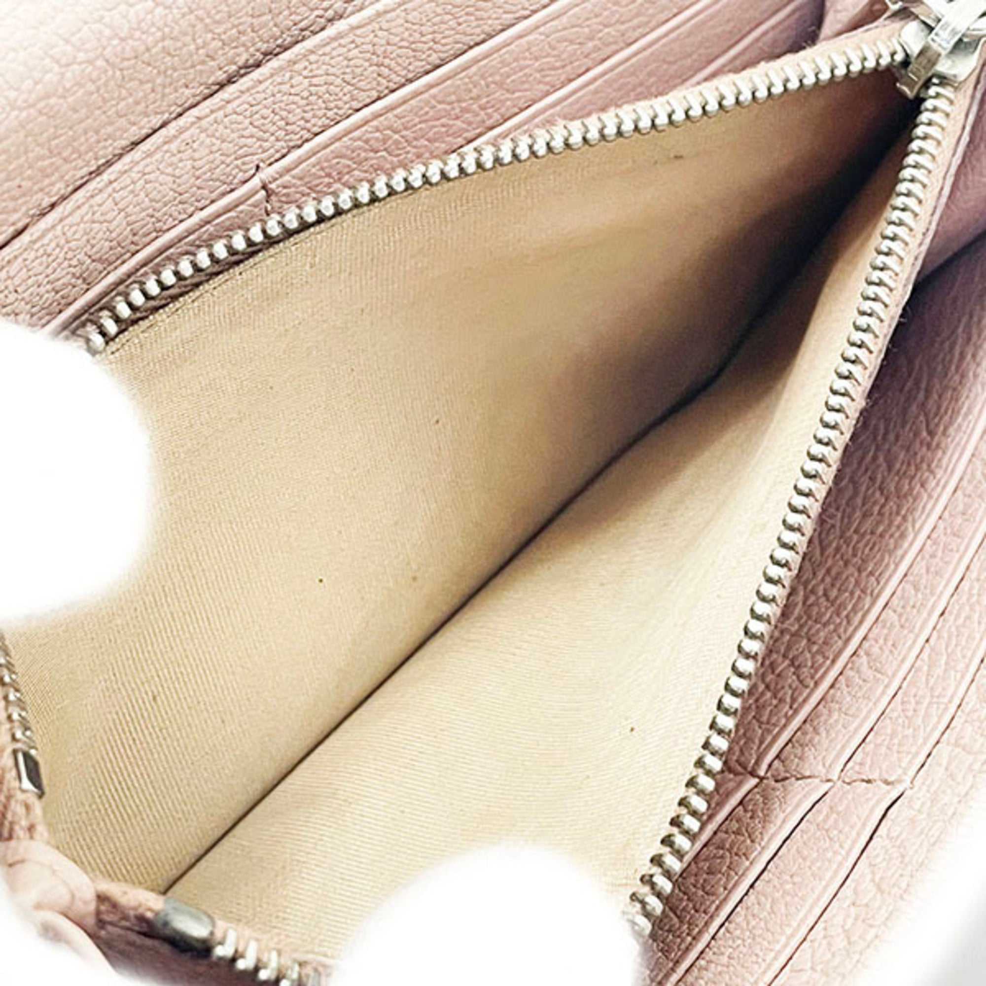 Miu Miu Beige Pink Pink Leather Long Wallet (Bi-Fold) (Pre-Owned)
