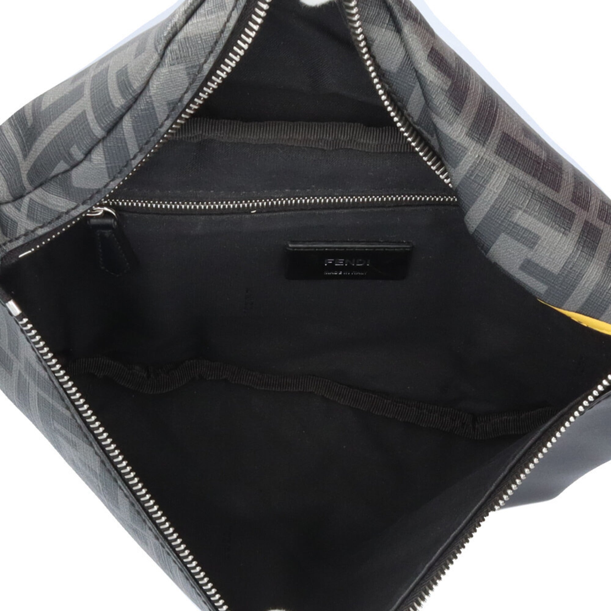 Fendi Zucca Black Gray Pvc Leather Fanny Pack (Pre-Owned)