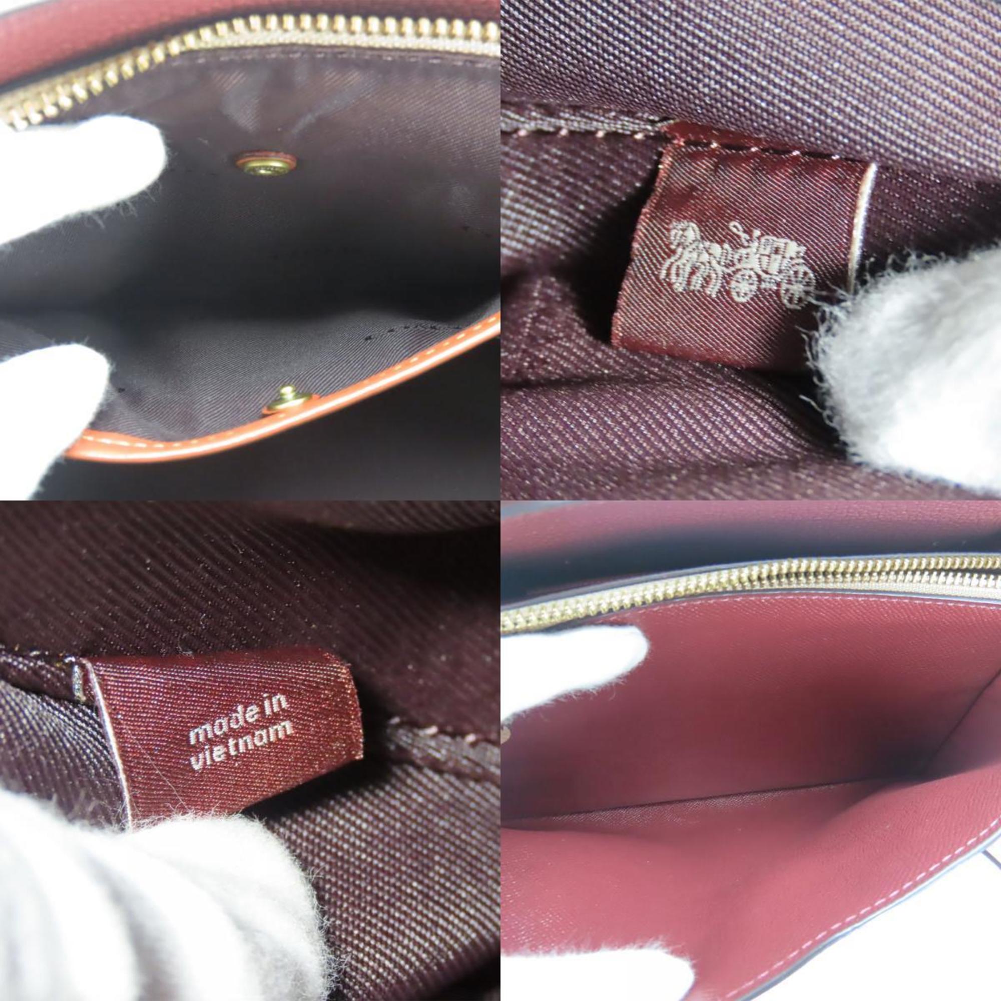 Coach Beige Multi-Color Pink Wine Leather Handbag (Pre-Owned)