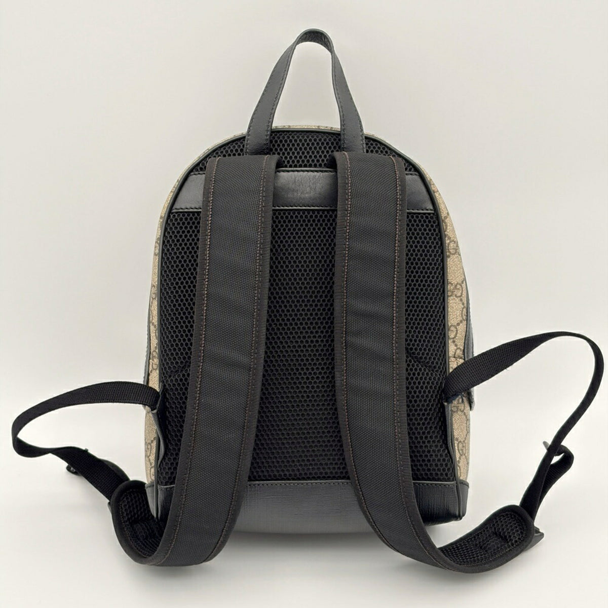 Gucci Beige Black Pvc Leather Backpack (Pre-Owned)
