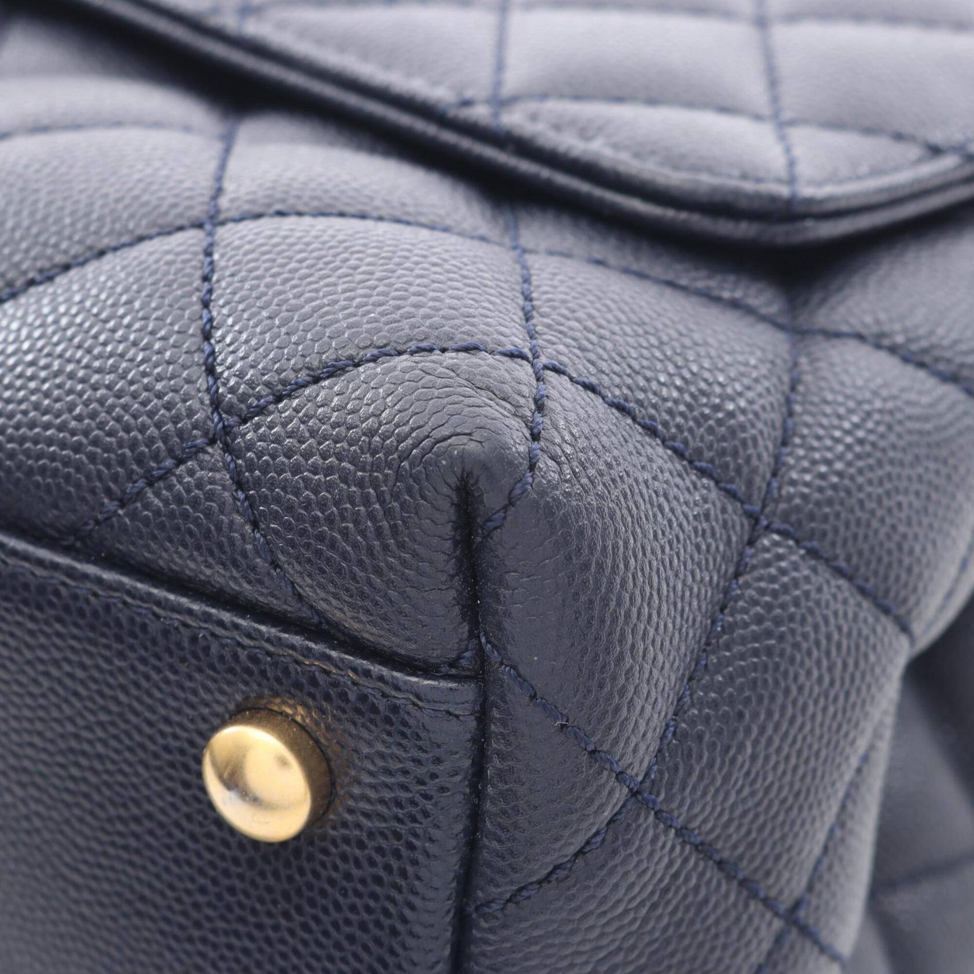 Chanel Navy Grained Calfskin Handbag (Pre-Owned)