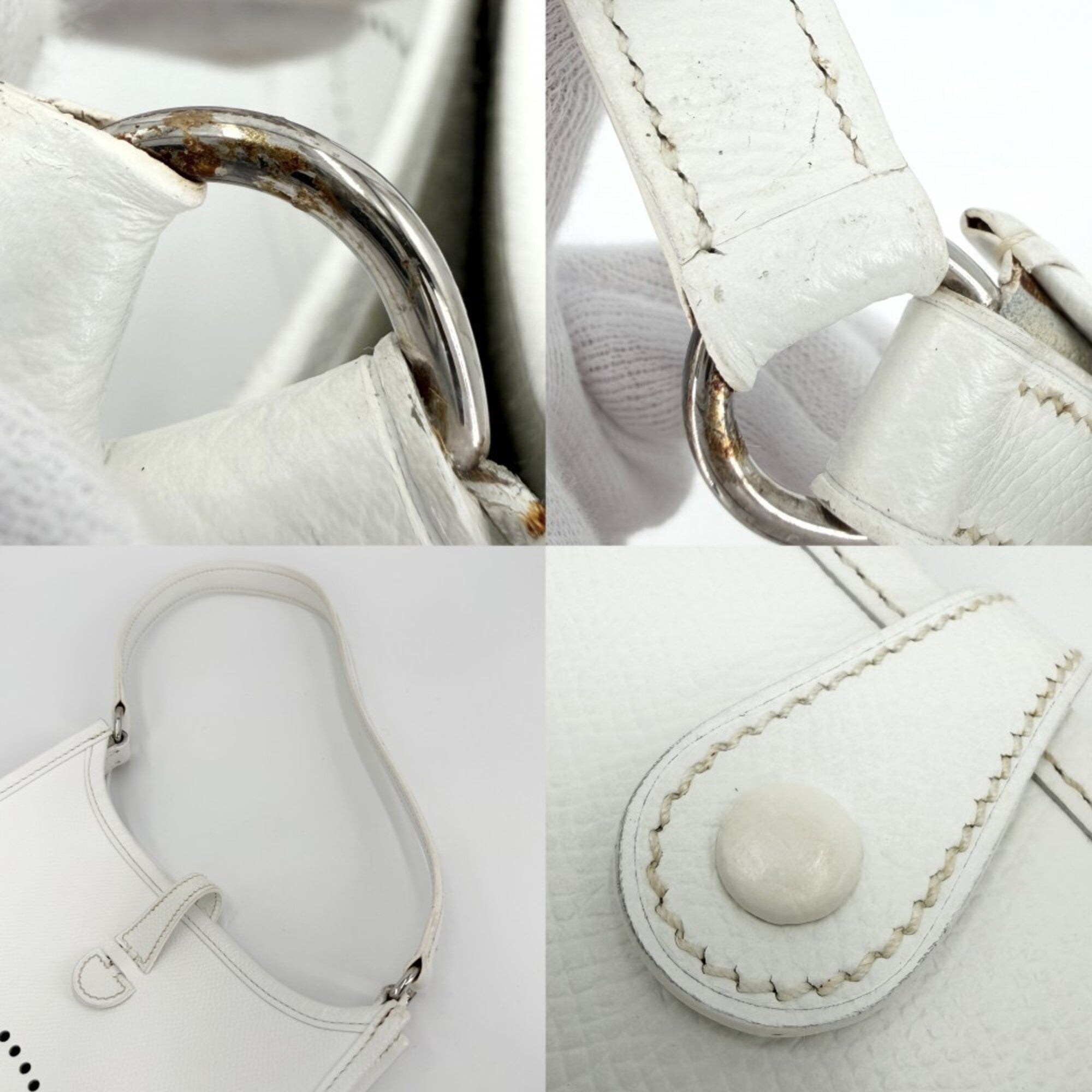 Hermes White Leather Shoulder Bag (Pre-Owned)