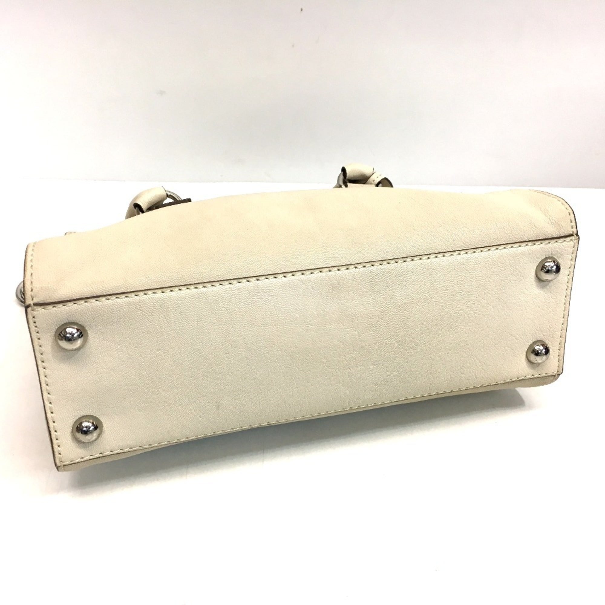 Michael Kors Off-White Leather Handbag Shoulder Bag Tote Bag (Pre-Owned)