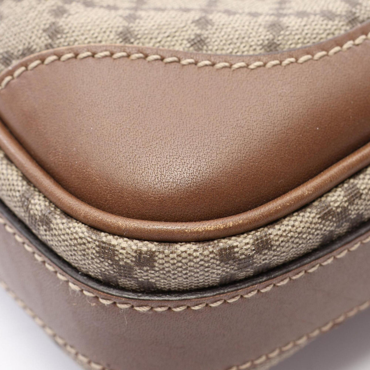 Gucci Beige Brown Coated Canvas Leather Briefcase Handbag (Pre-Owned)