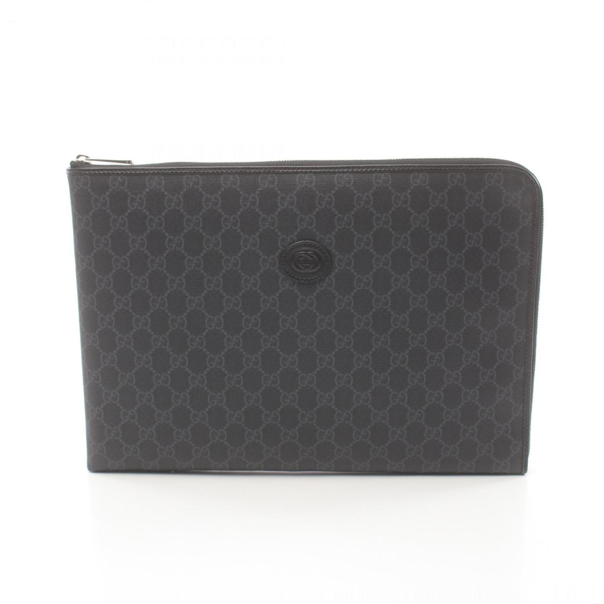 Gucci Black Pvc Leather Clutch Bag Document Case