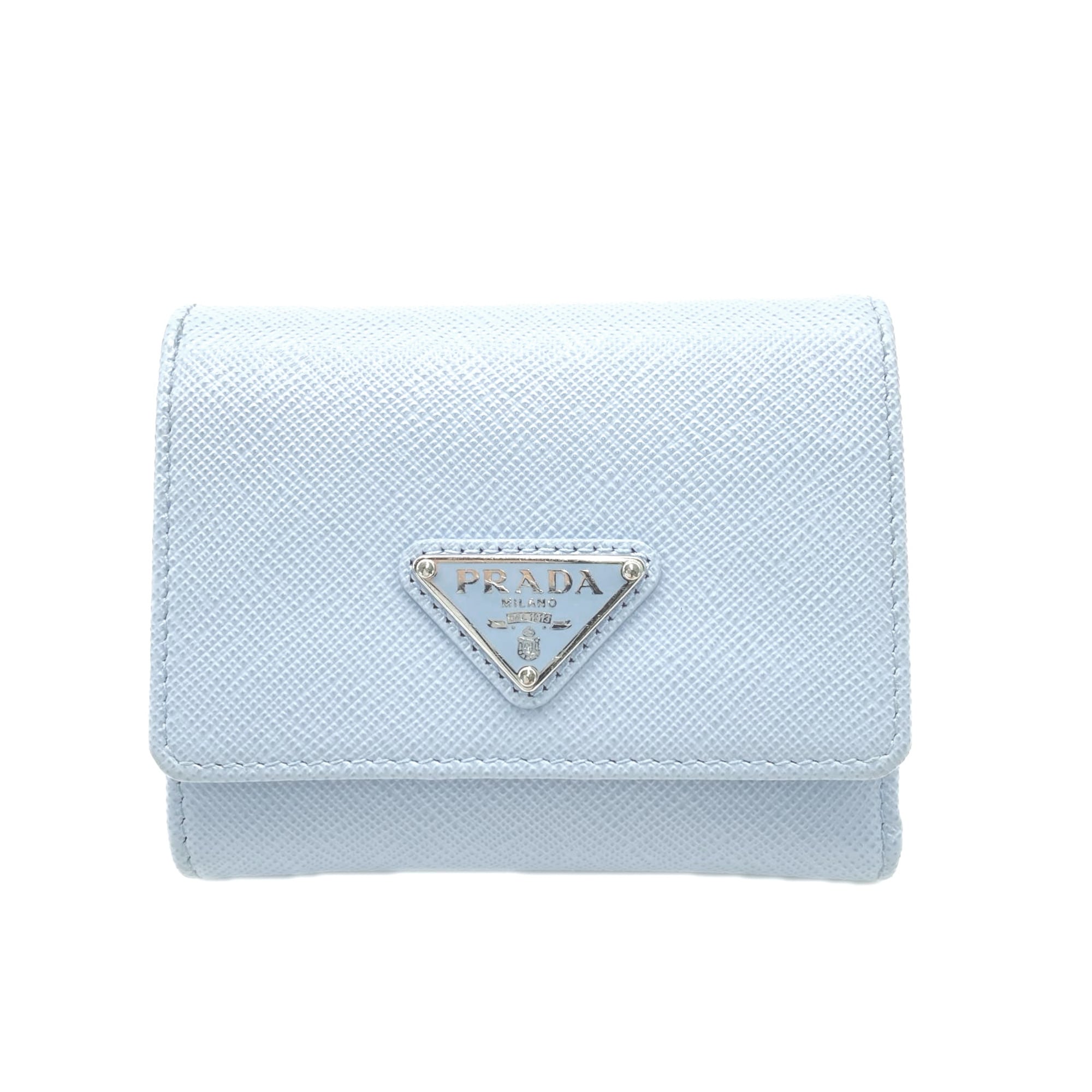 Prada Saffiano Blue Saffiano Wallet (Tri-Fold) (Pre-Owned)