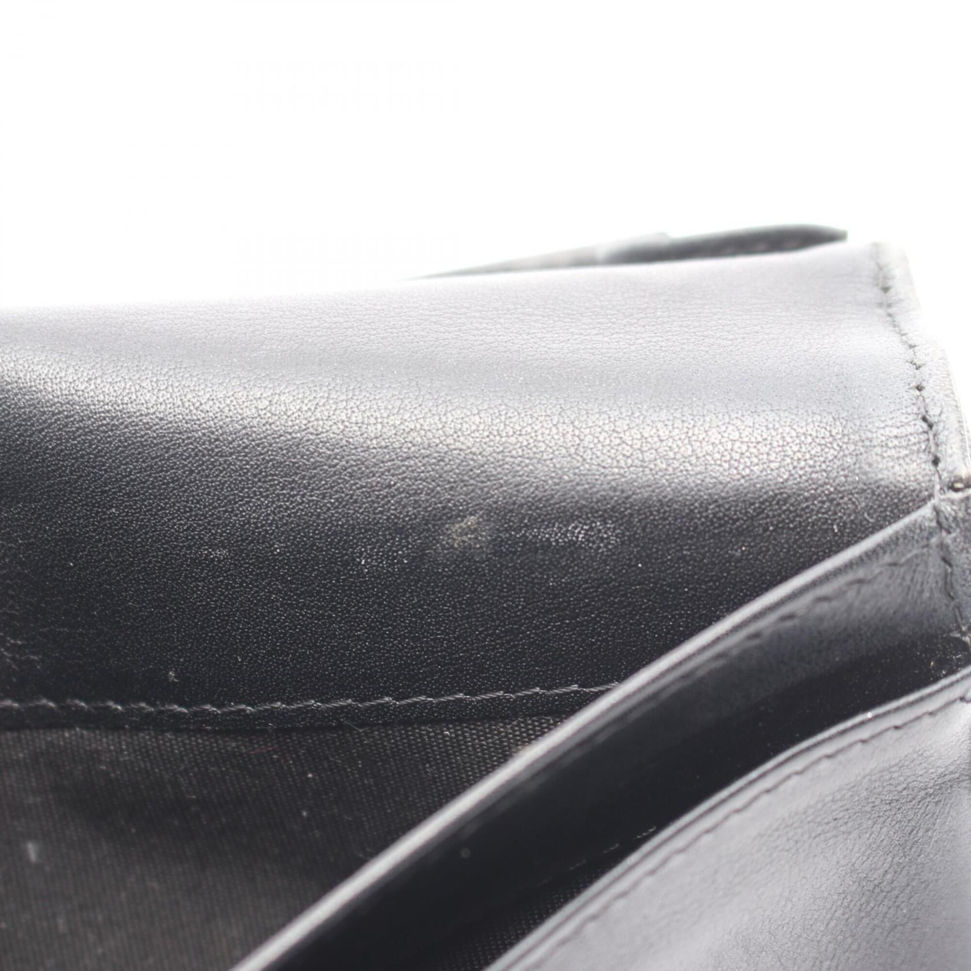 Chanel Black Grained Calfskin Long Wallet (Bi-Fold) (Pre-Owned)