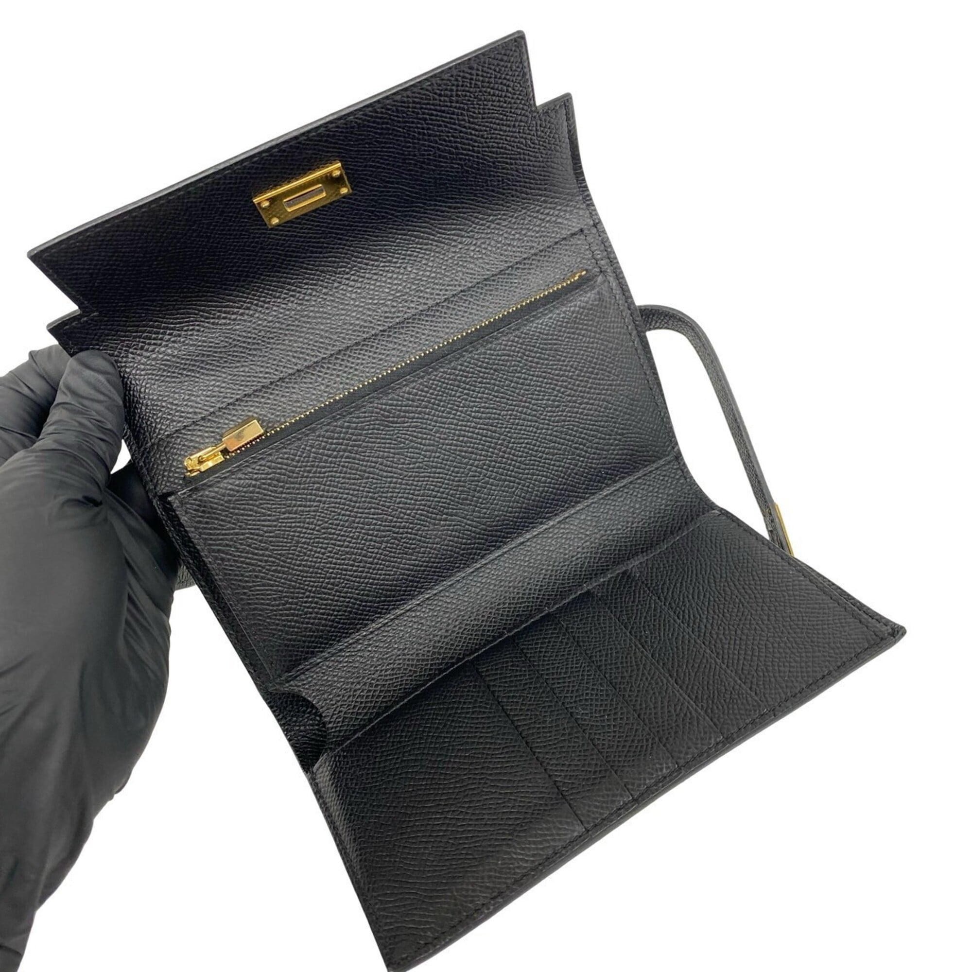 Hermes Black Epsom Leather Wallet (Tri-Fold) (Pre-Owned)