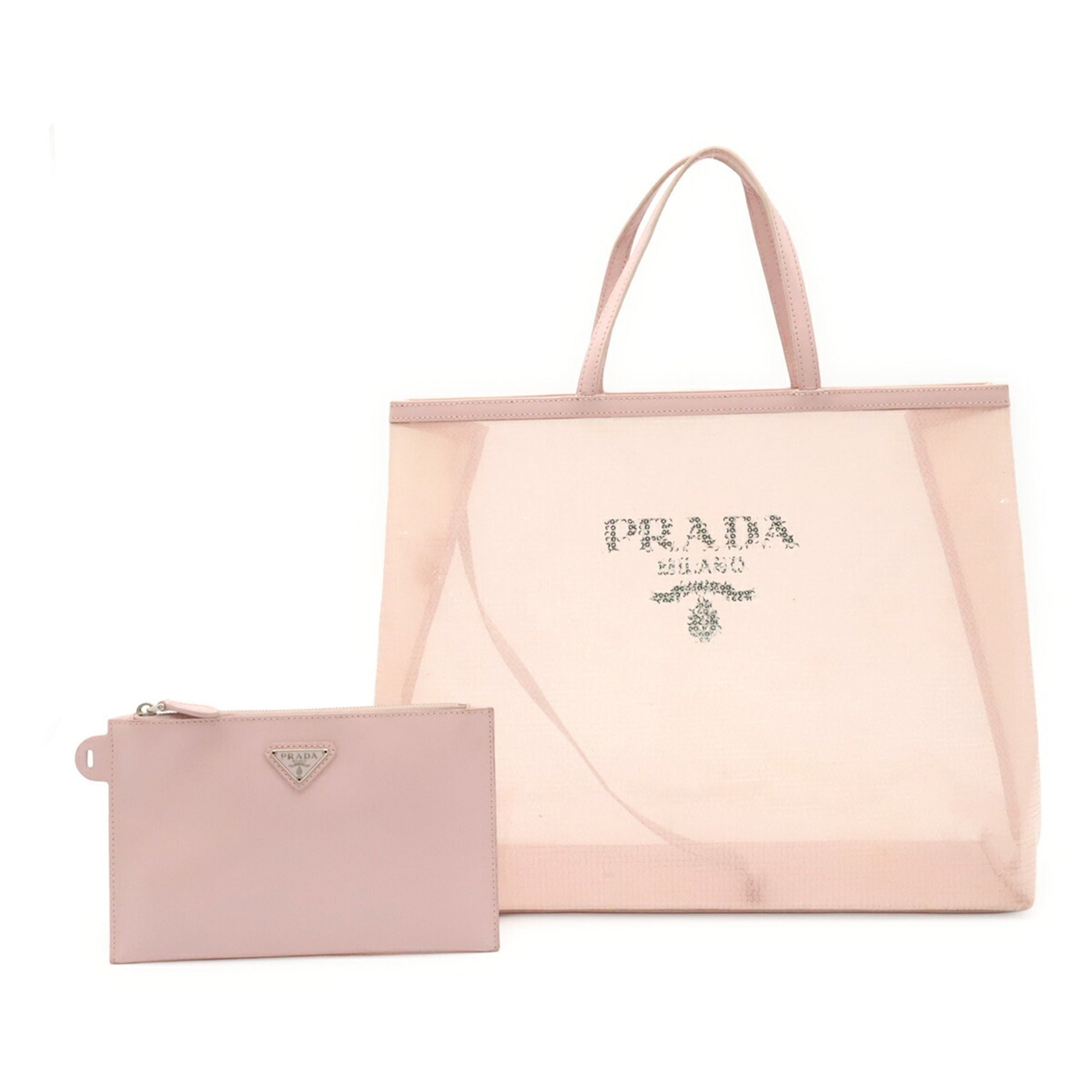 Prada Dusty Pink Mesh Spangles Tote Bag (Pre-Owned)
