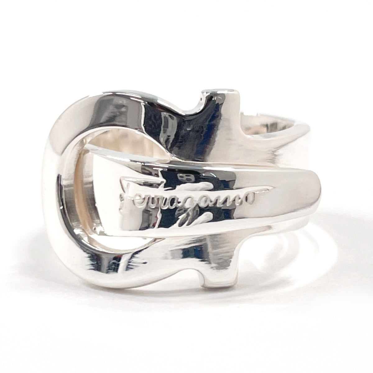Salvatore Ferragamo Gancini Silver Silver 925 Band Ring (Pre-Owned)