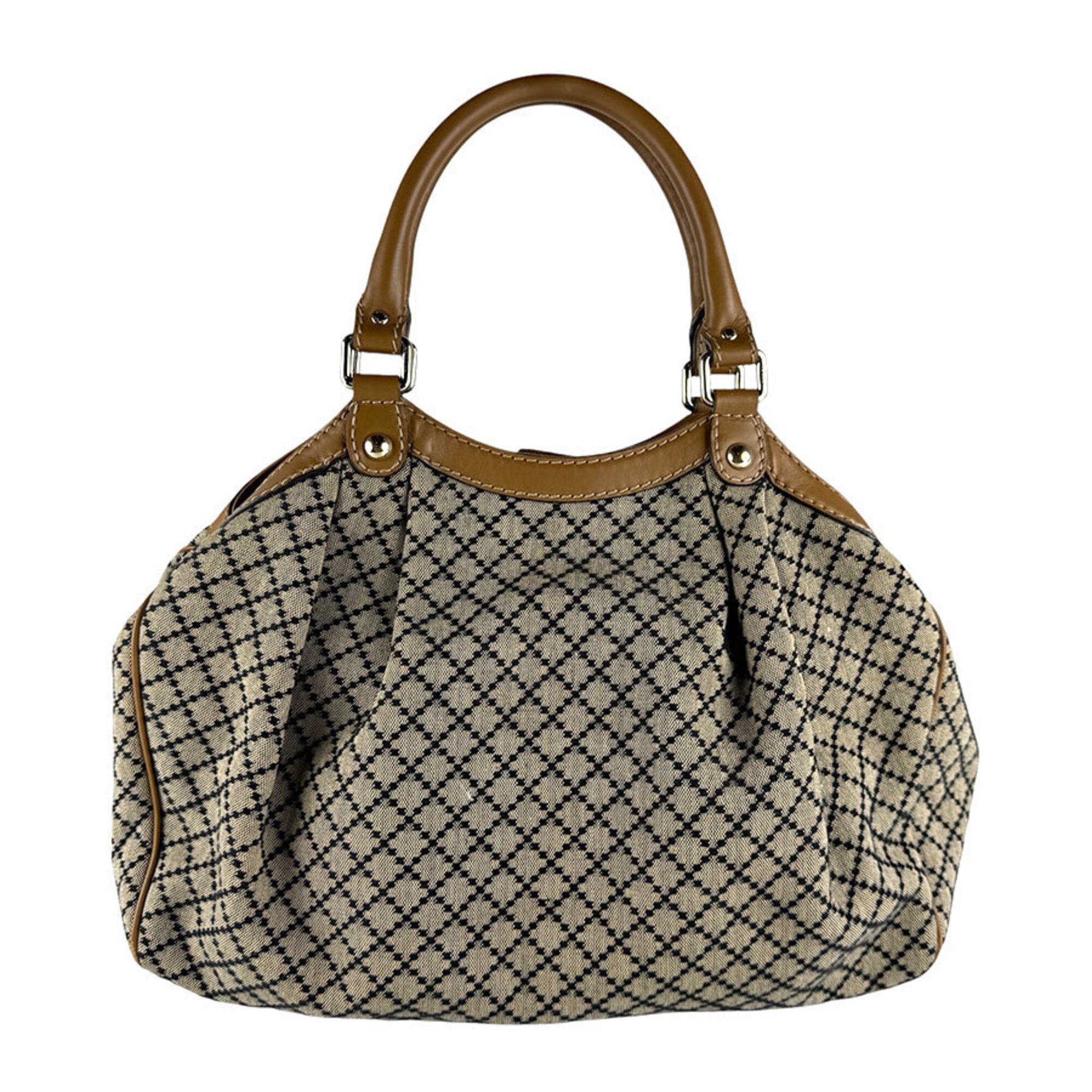Gucci Brown Canvas Leather Handbag (Pre-Owned)
