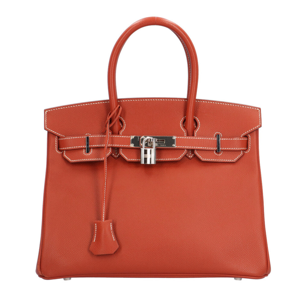 Hermes Orange Sanguine White Epsom Leather Handbag (Pre-Owned)