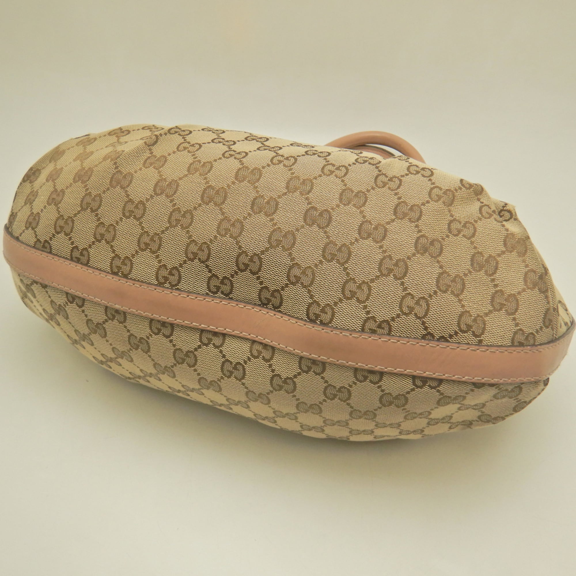 Gucci Beige Yellow Gg Canvas Leather Tote Bag (Pre-Owned)
