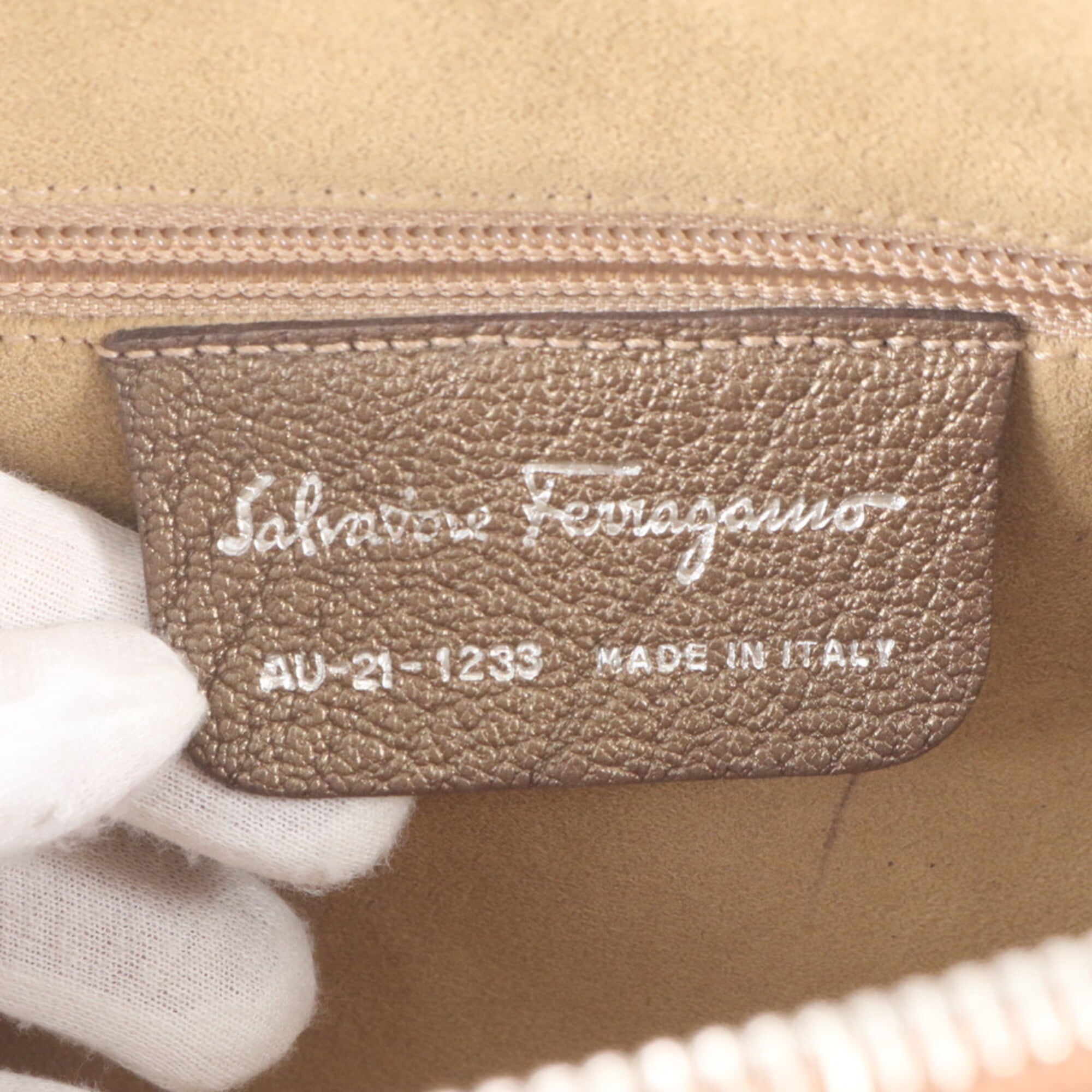 Salvatore Ferragamo Bronze Leather Handbag Shoulder Bag Tote Bag (Pre-Owned)