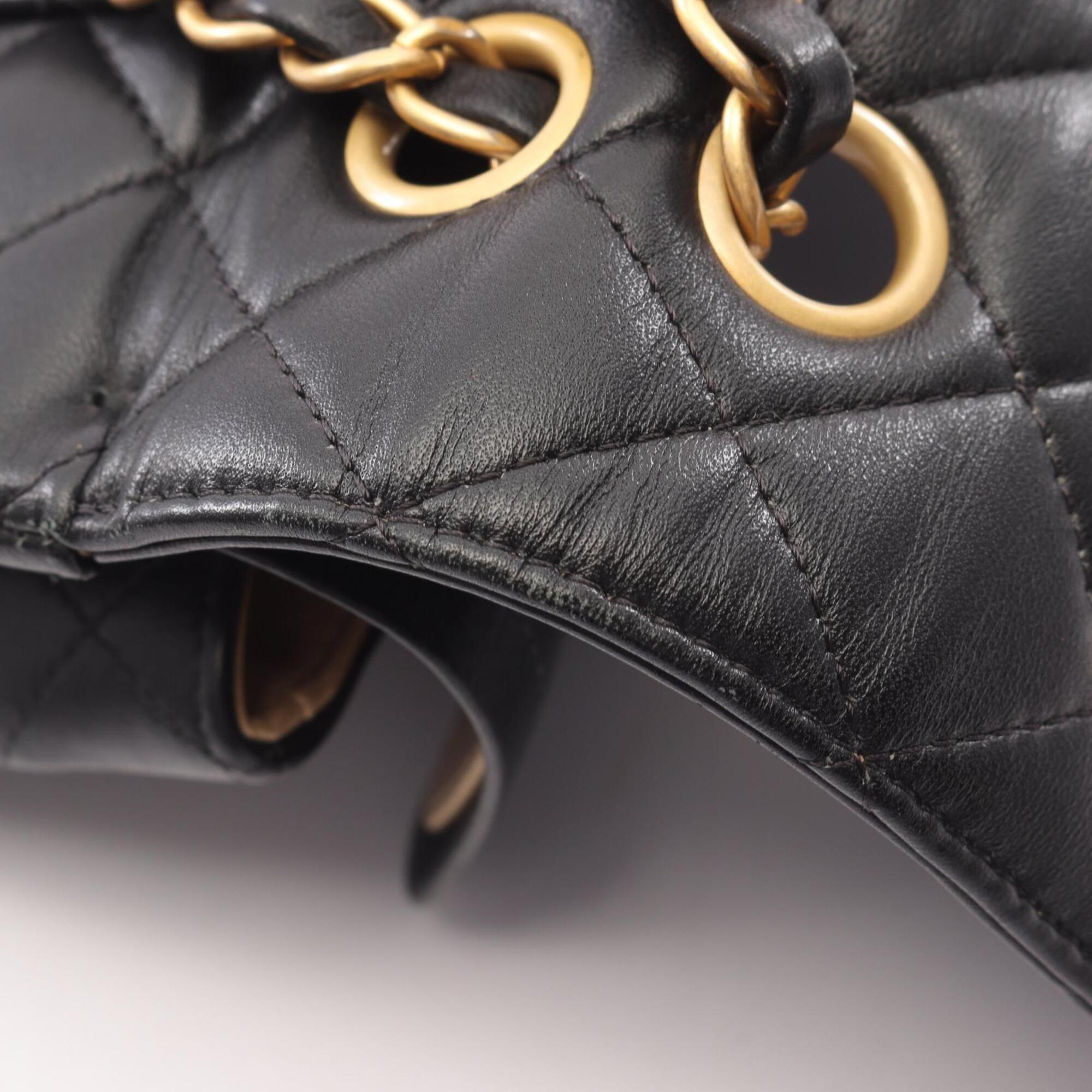 Chanel Black Leather Handbag Shoulder Bag (Pre-Owned)