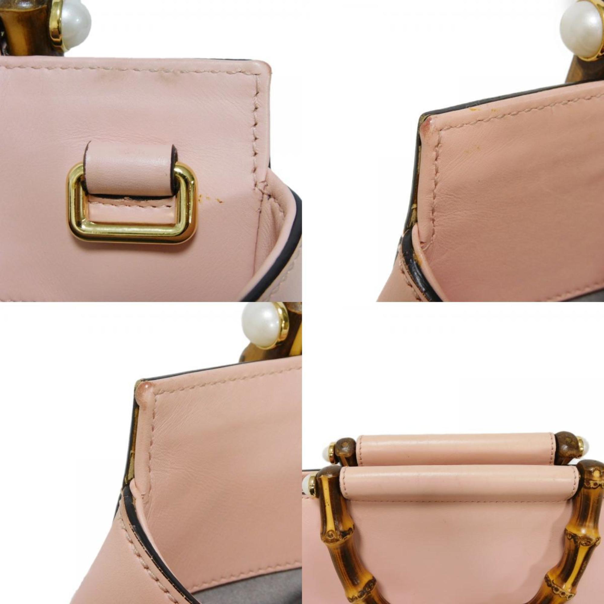 Gucci Light Pink Bamboo Leather Handbag (Pre-Owned)